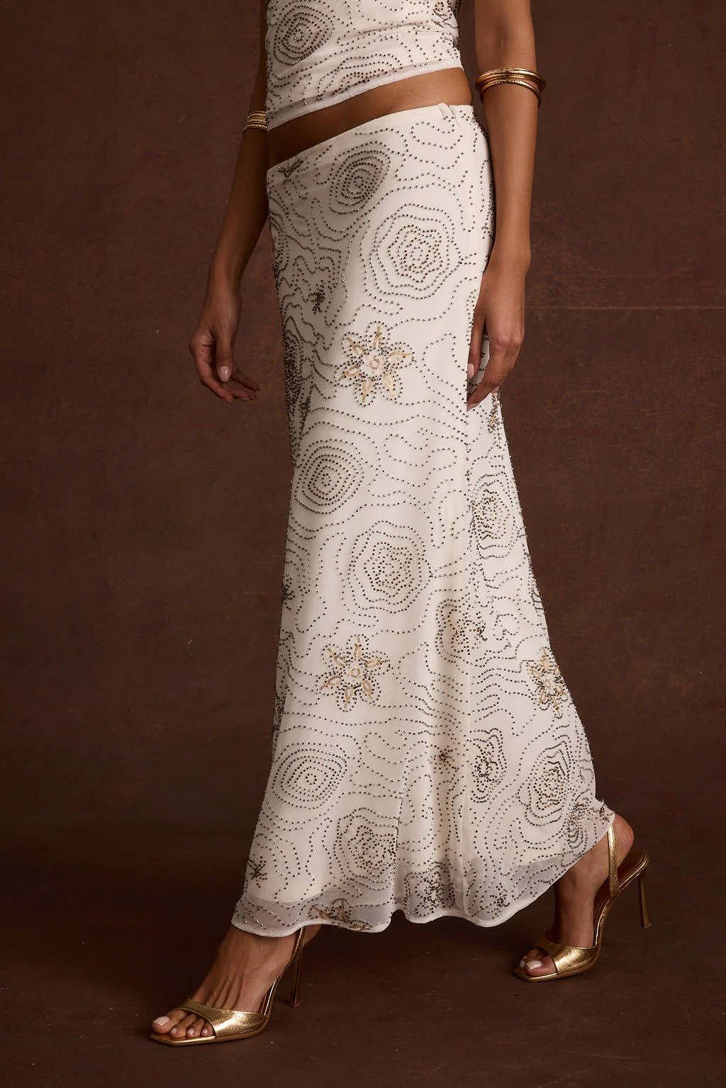 Julia White Beaded Maxi Skirt - Image 3