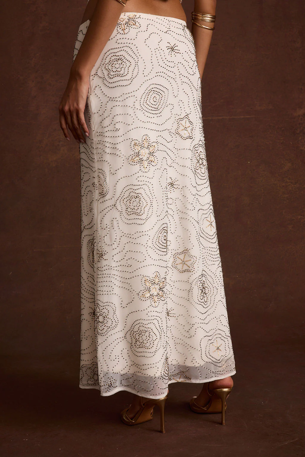 Julia White Beaded Maxi Skirt - Image 4