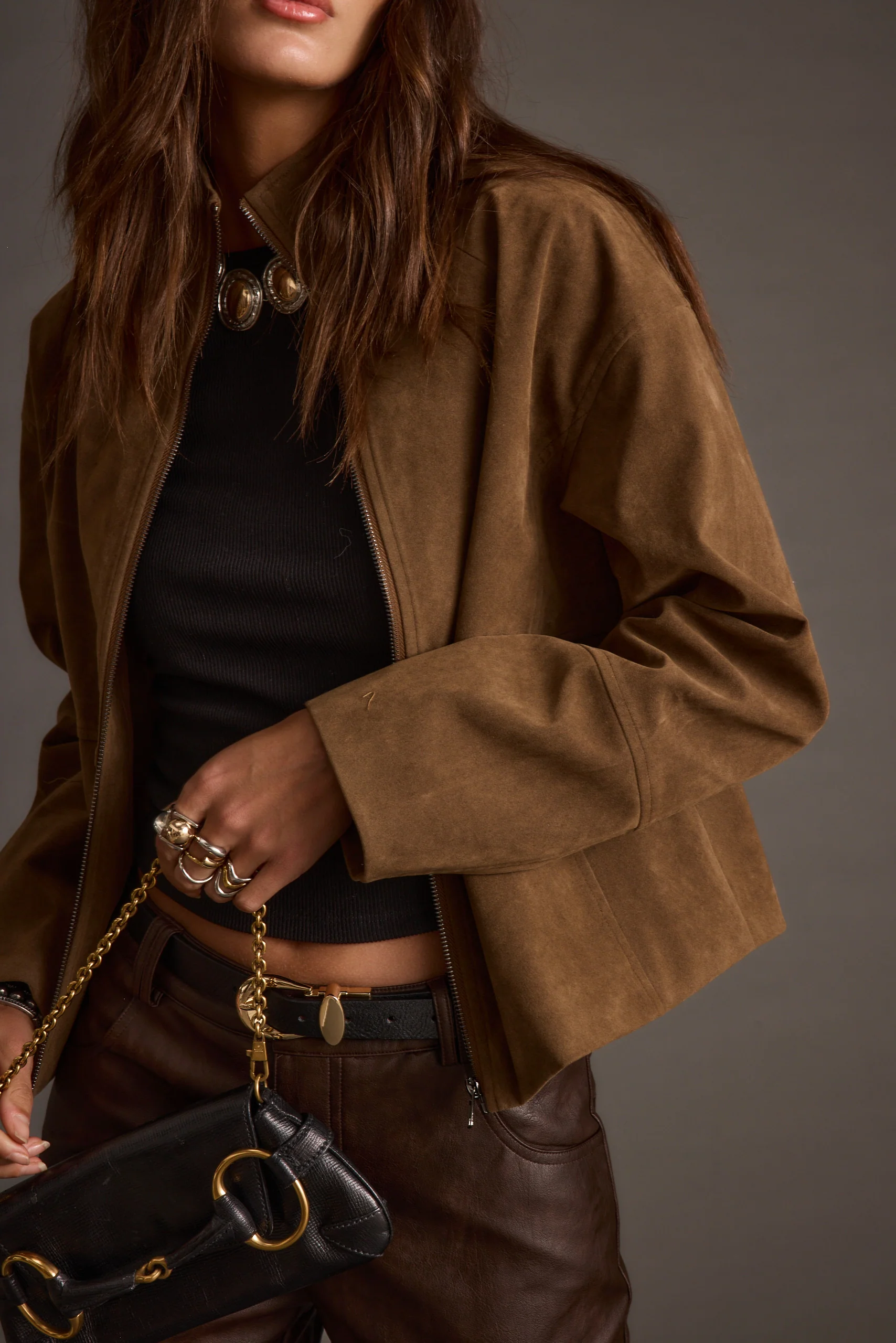Sienna Brown Vegan Suede Jacket - Image 5