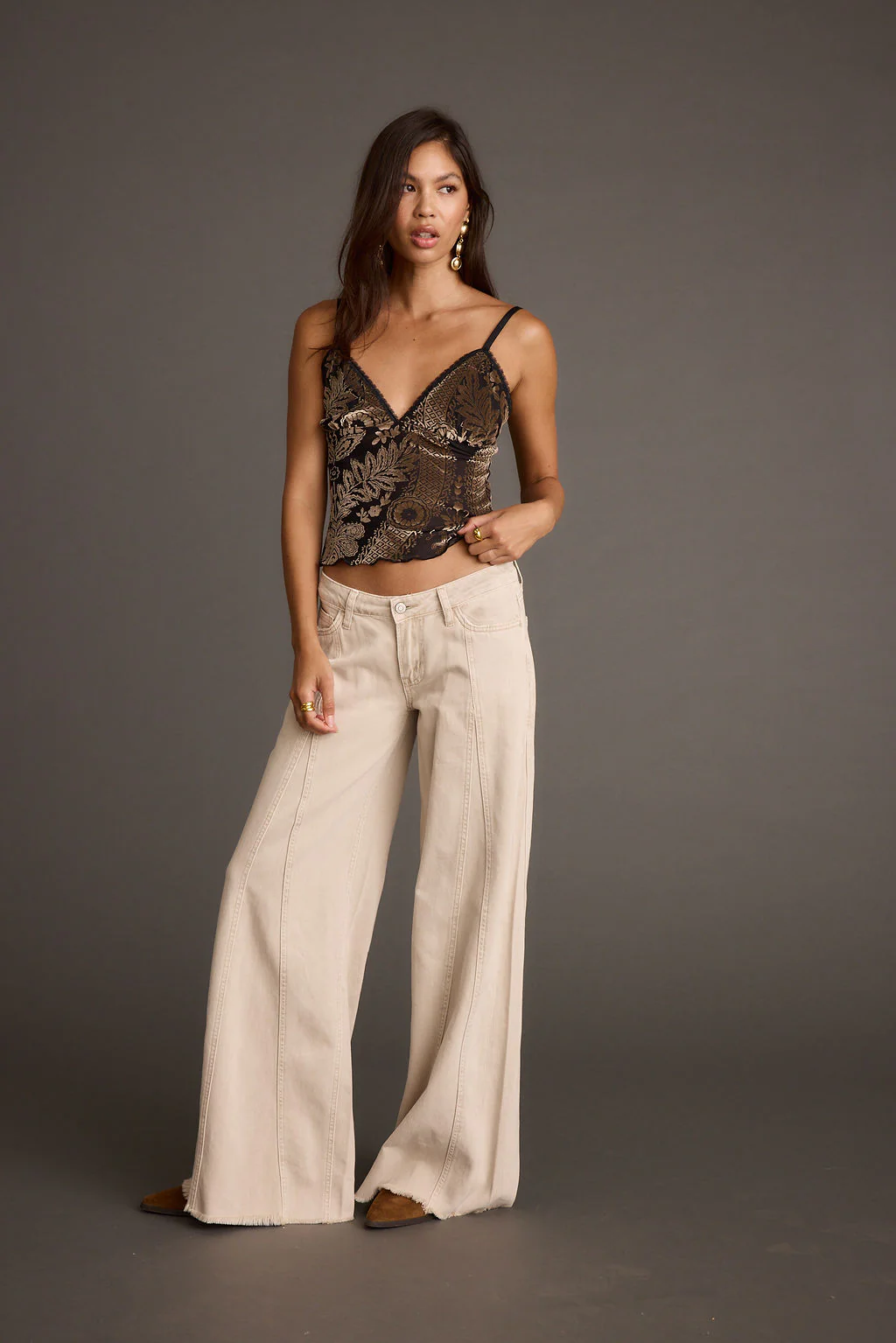 Sierra Beige Low Rise Wide Leg Jean - Image 5