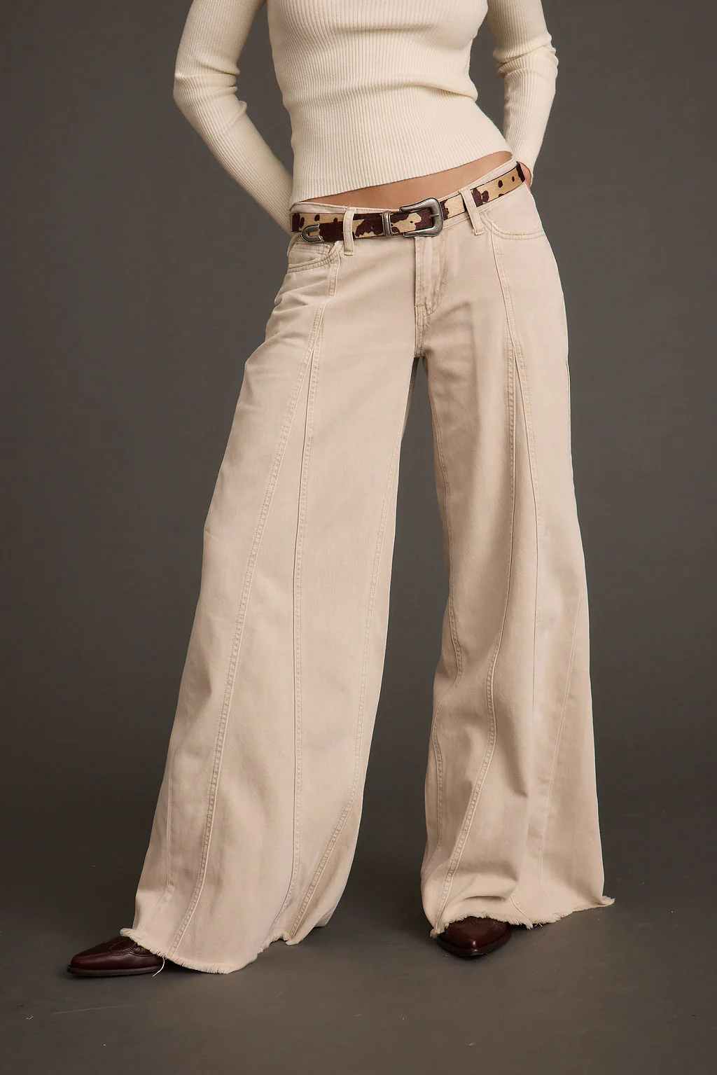 Sierra Beige Low Rise Wide Leg Jean - Image 6