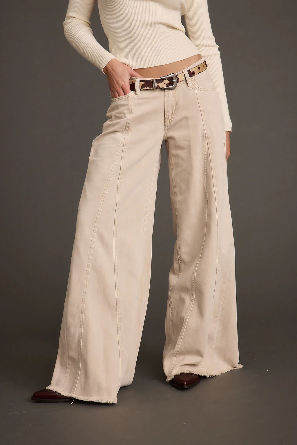 Sierra Beige Low Rise Wide Leg Jean - Image 7