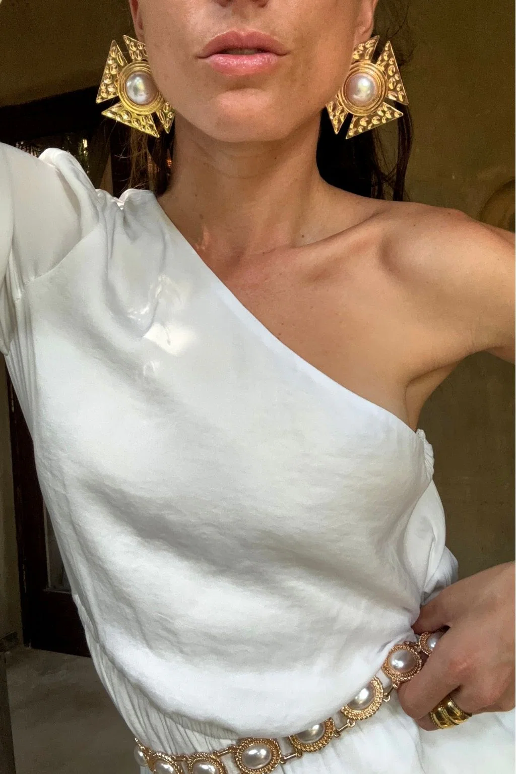 Solana Gold Statement Earrings - Image 2
