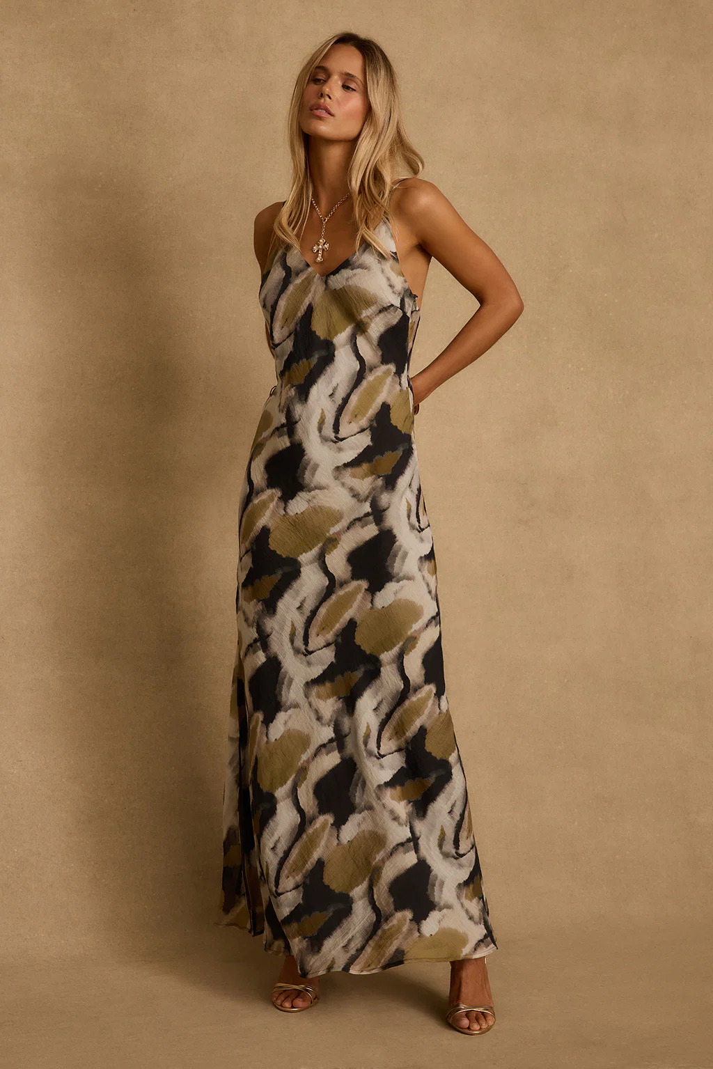 Solmar Olive Abstract Maxi Dress - Image 6