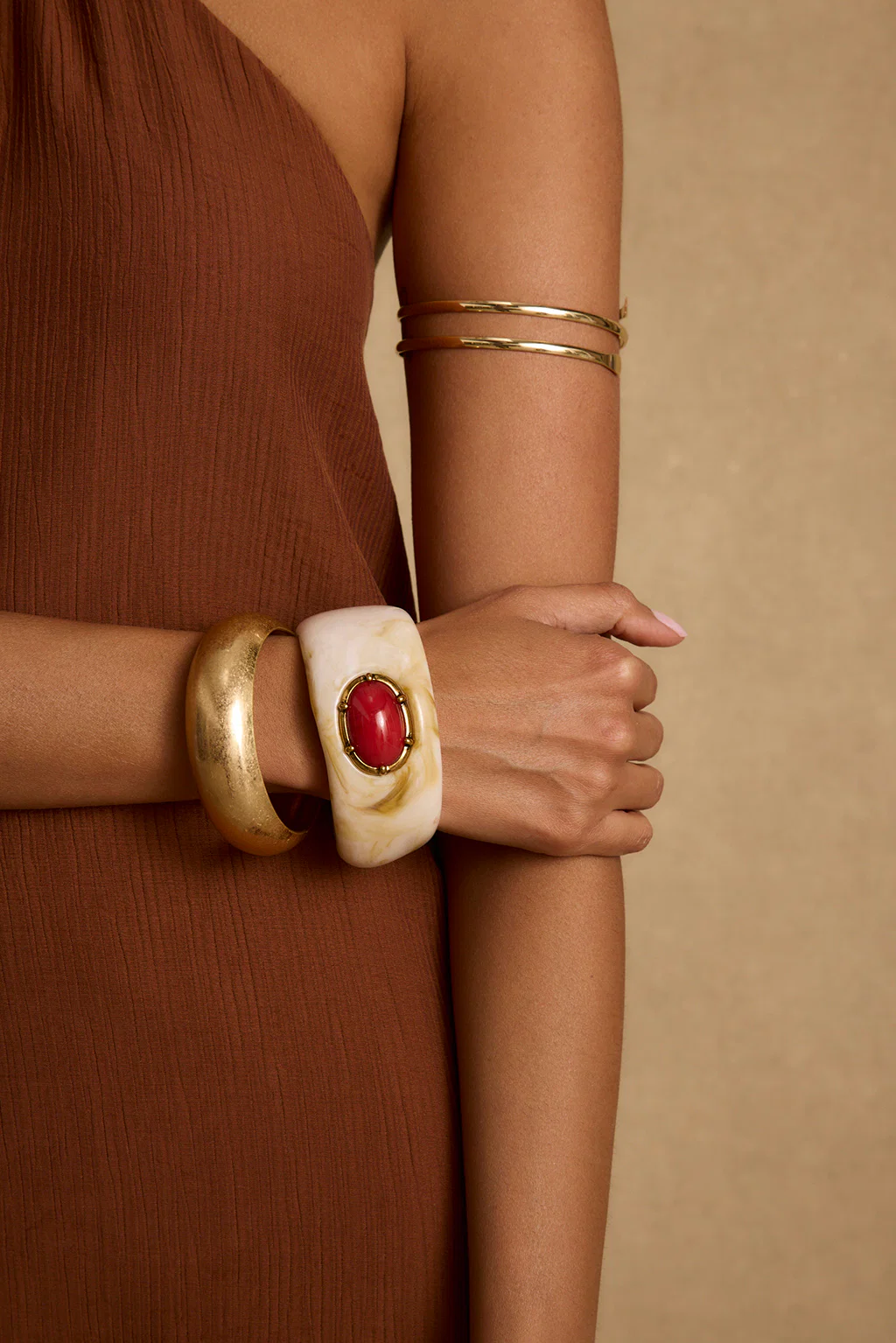 Solstice Gold and Stone Bangle Set - Image 2