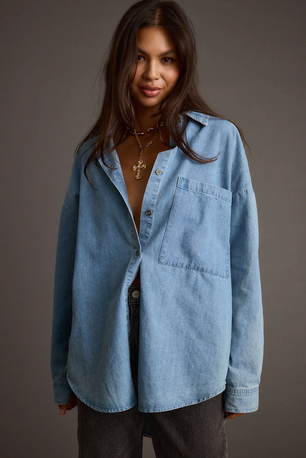 Springsteen Chambray Oversized Button Down Shirt - Image 4