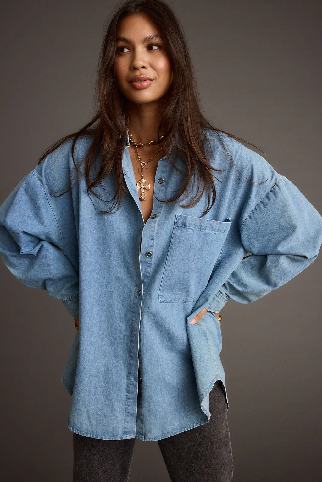 Springsteen Chambray Oversized Button Down Shirt - Image 5