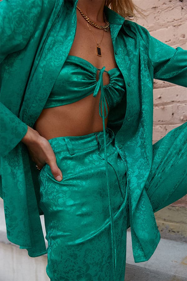 St. Barths Emerald Jacquard Crop Top - Image 14