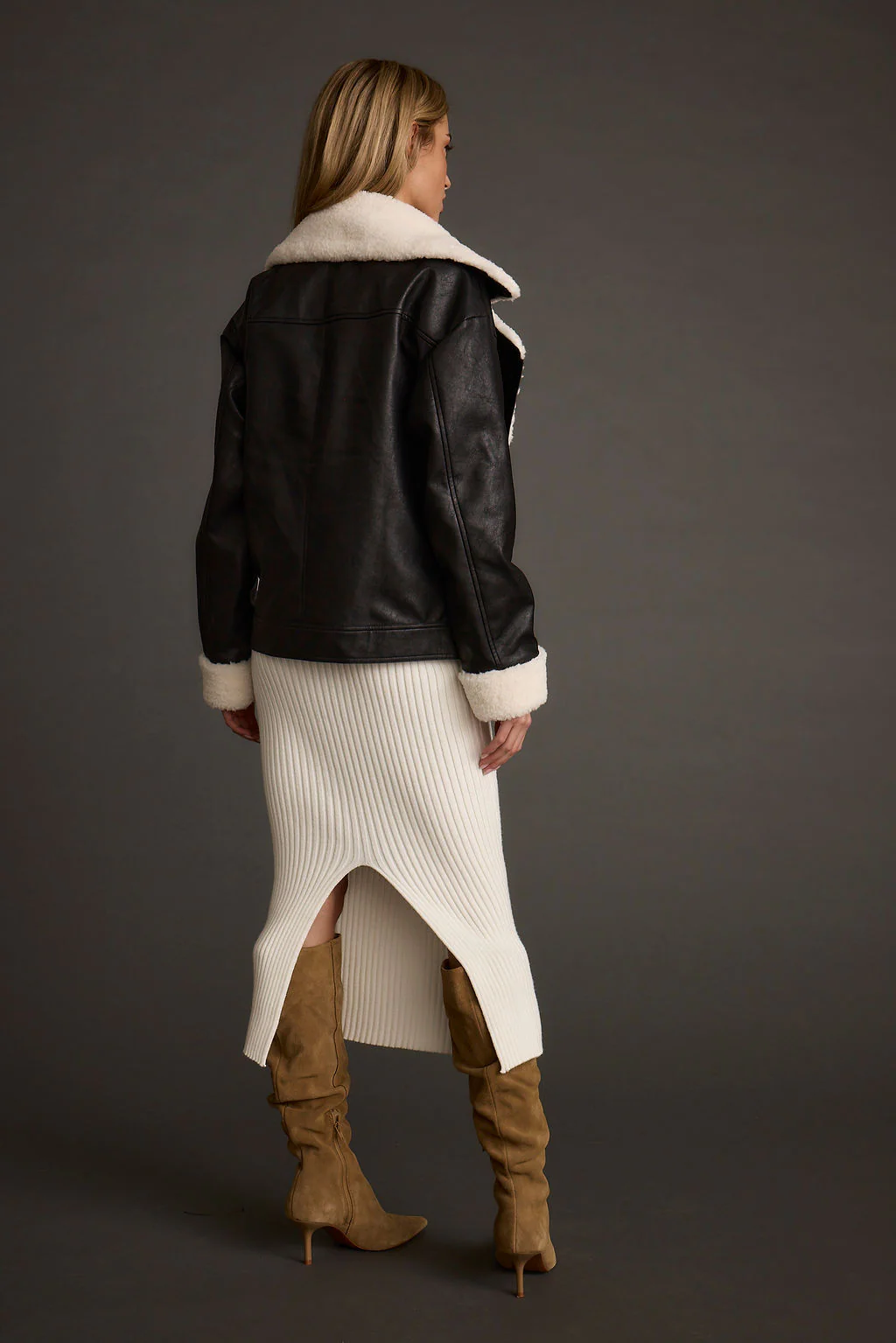 Starla Black Vegan Leather Sherpa Jacket - Image 7