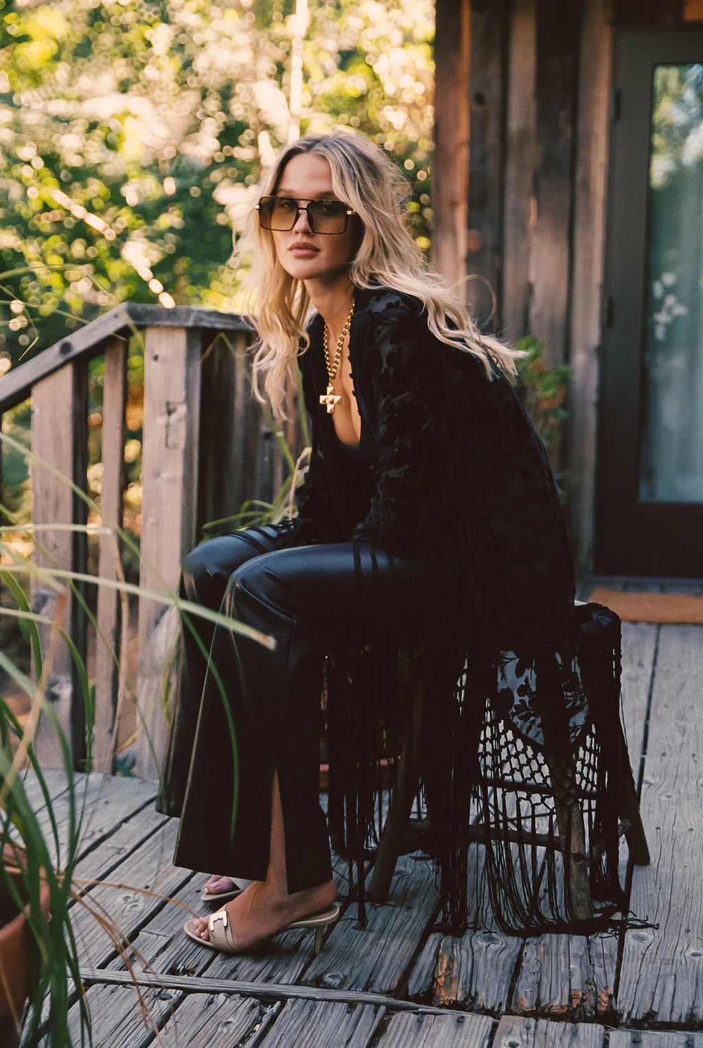 Stone Black Velvet Burnout Kimono - Image 2