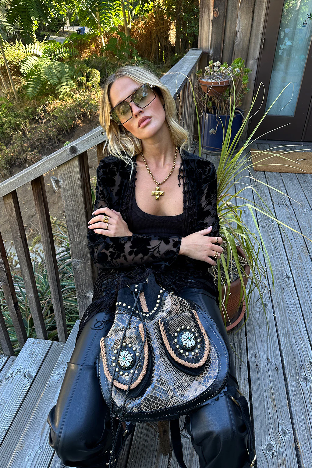 Stone Black Velvet Burnout Kimono - Image 8