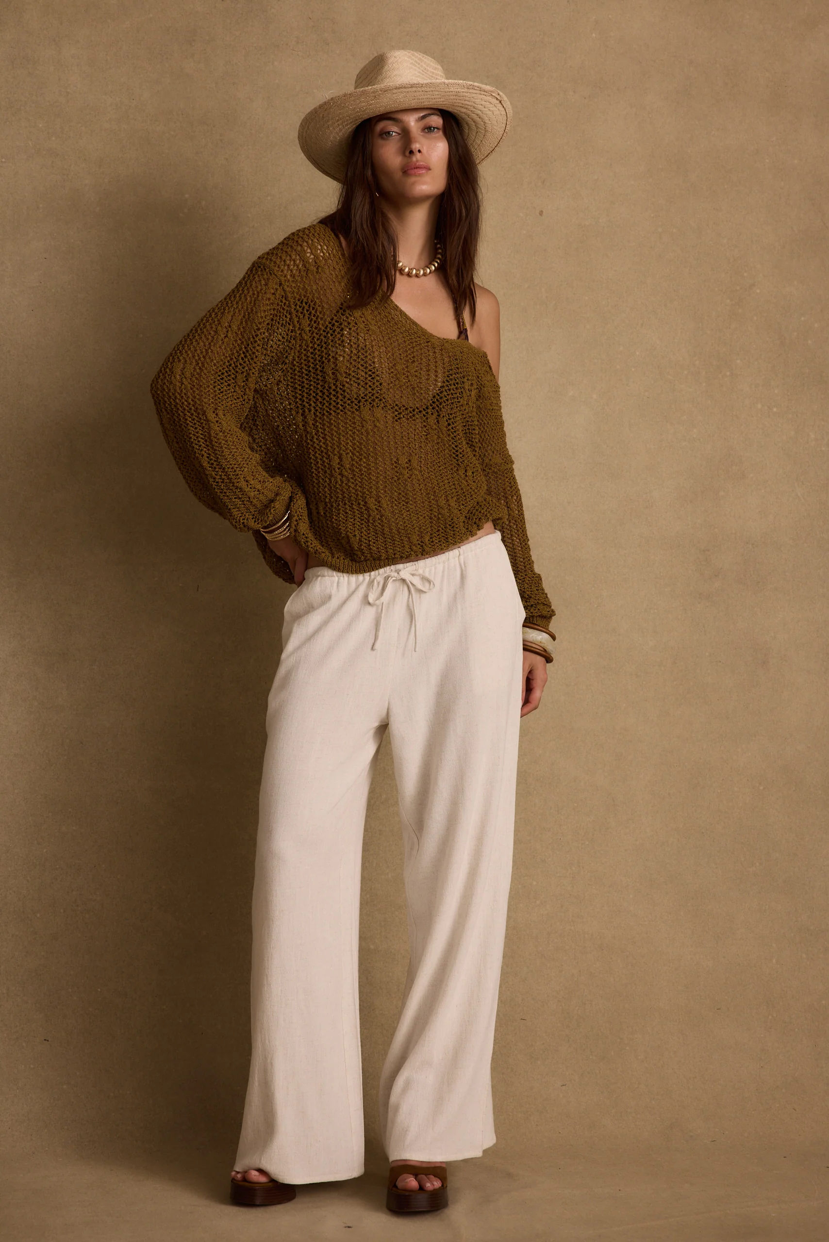 Sunfade Olive Crochet Sweater - Image 4