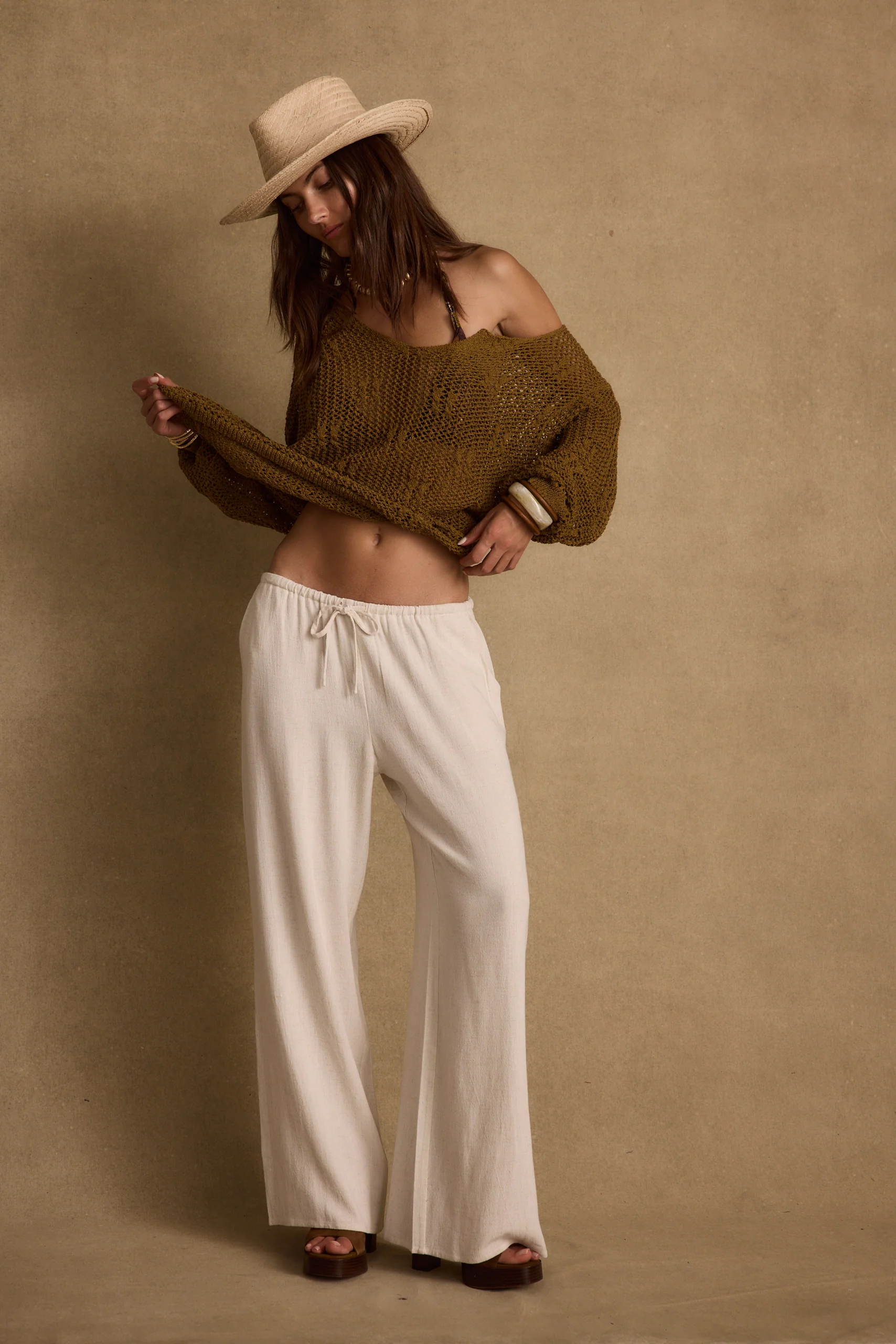 Sunfade Olive Crochet Sweater - Image 8
