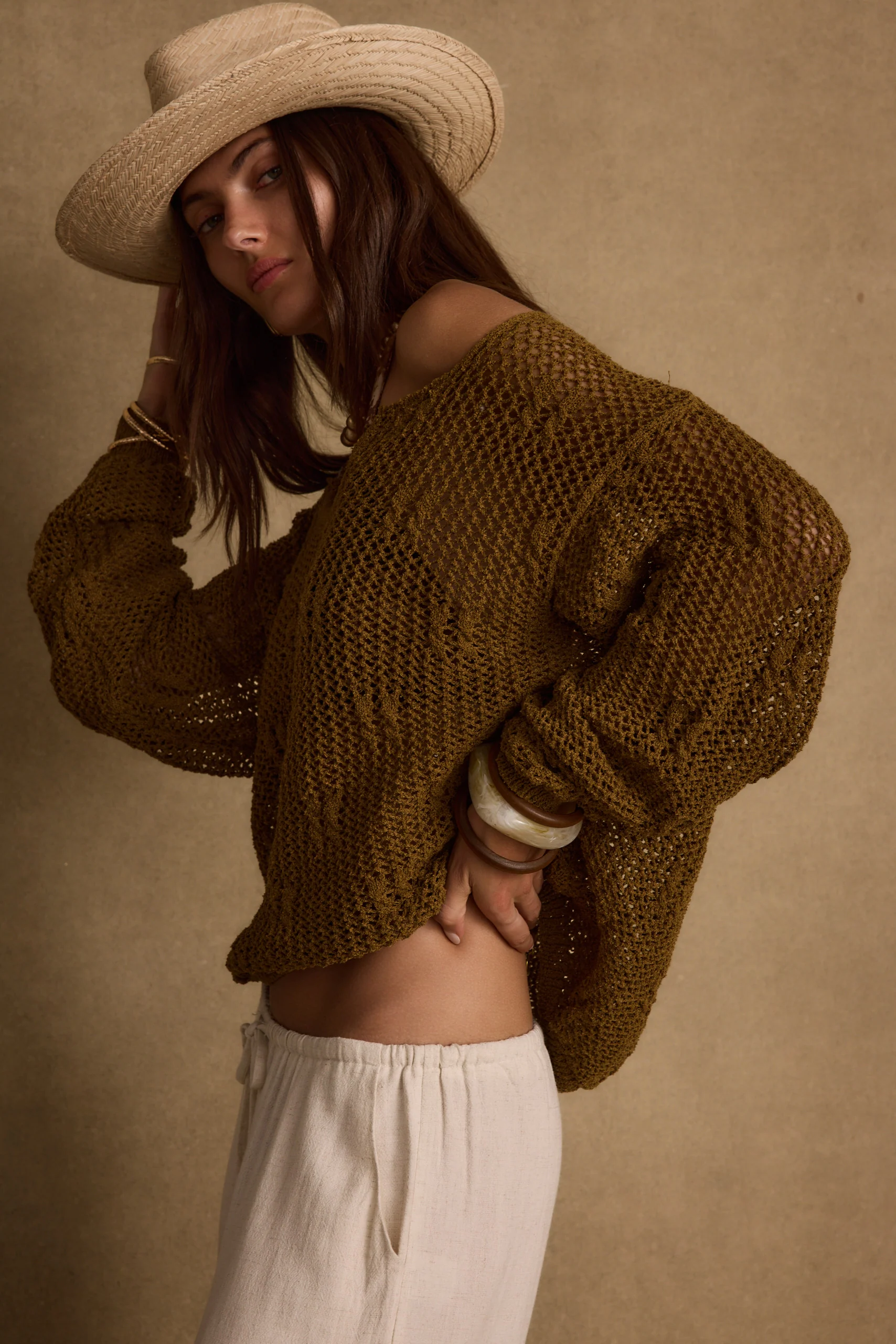 Sunfade Olive Crochet Sweater - Image 9