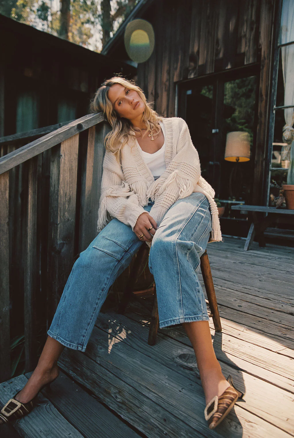 Sunny Beige Fringe Cardigan - Image 3