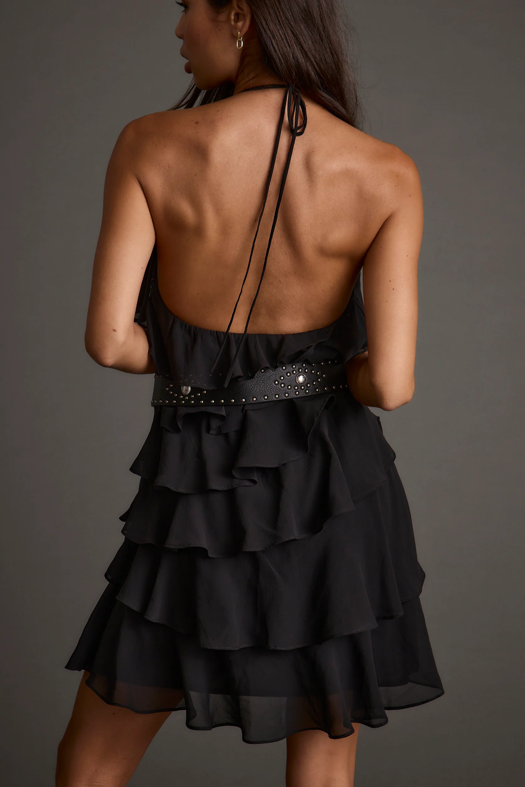 Sutton Black Studded Mini Dress - Image 2