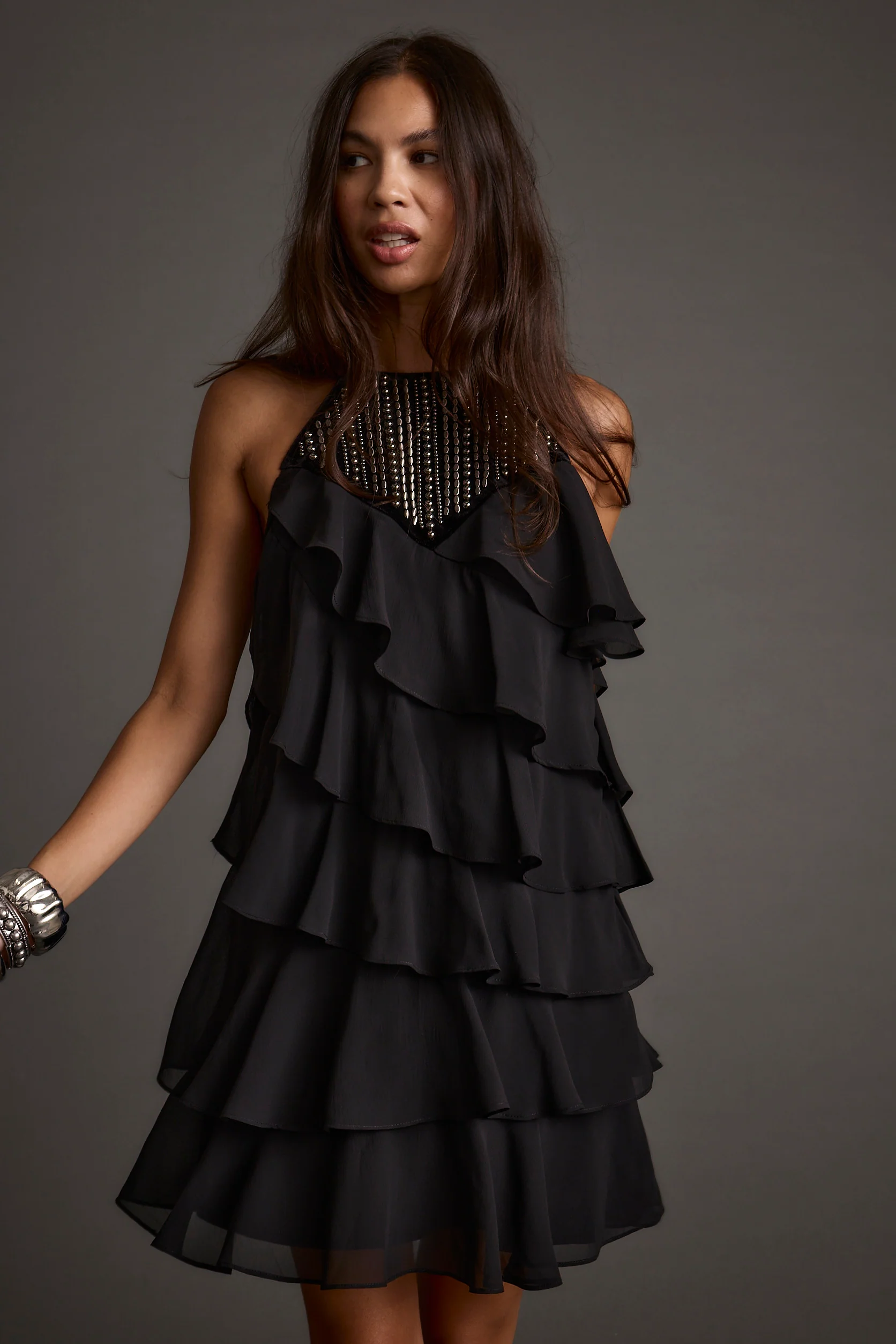 Sutton Black Studded Mini Dress - Image 5