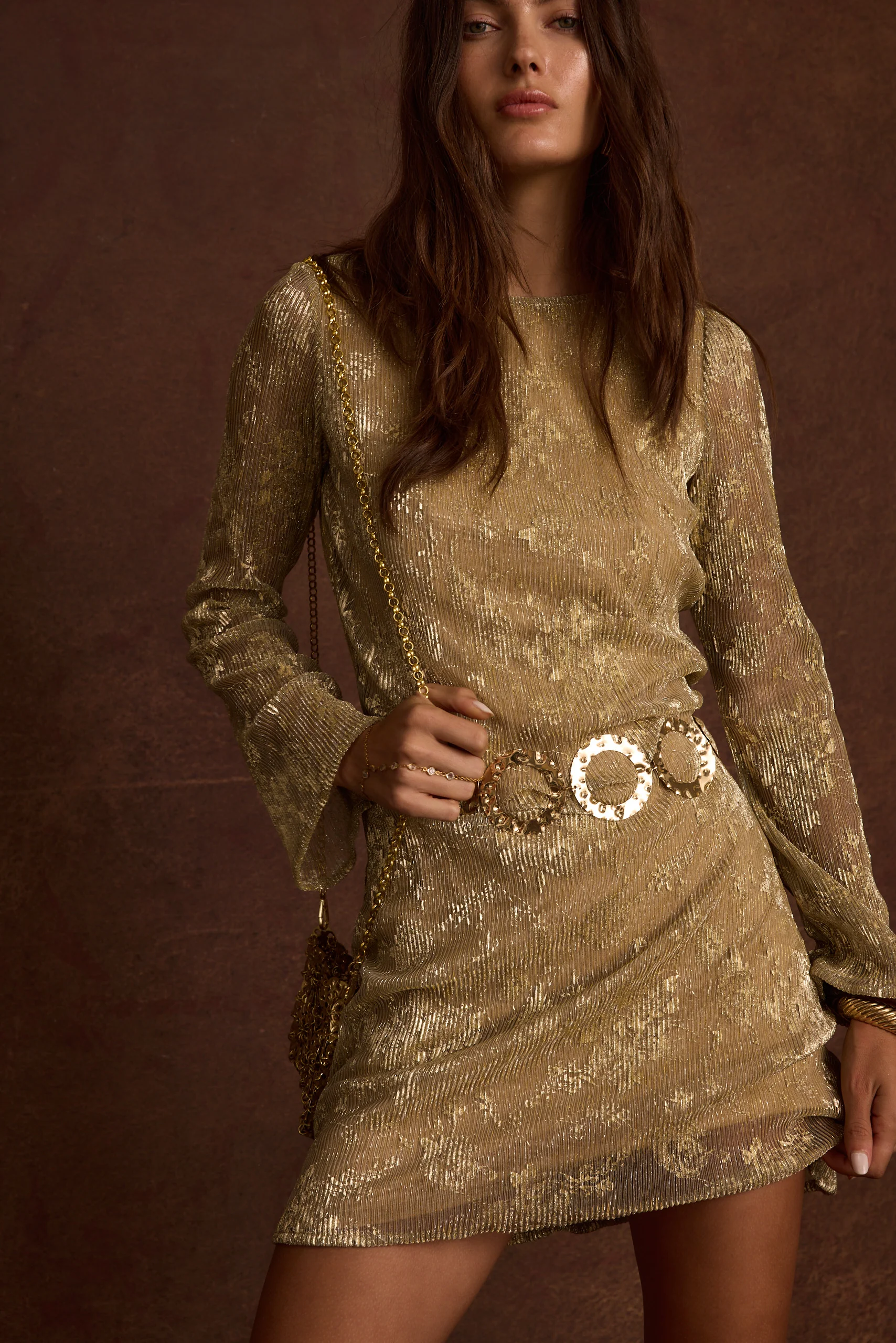 Tate Gold Mini Dress - Image 4