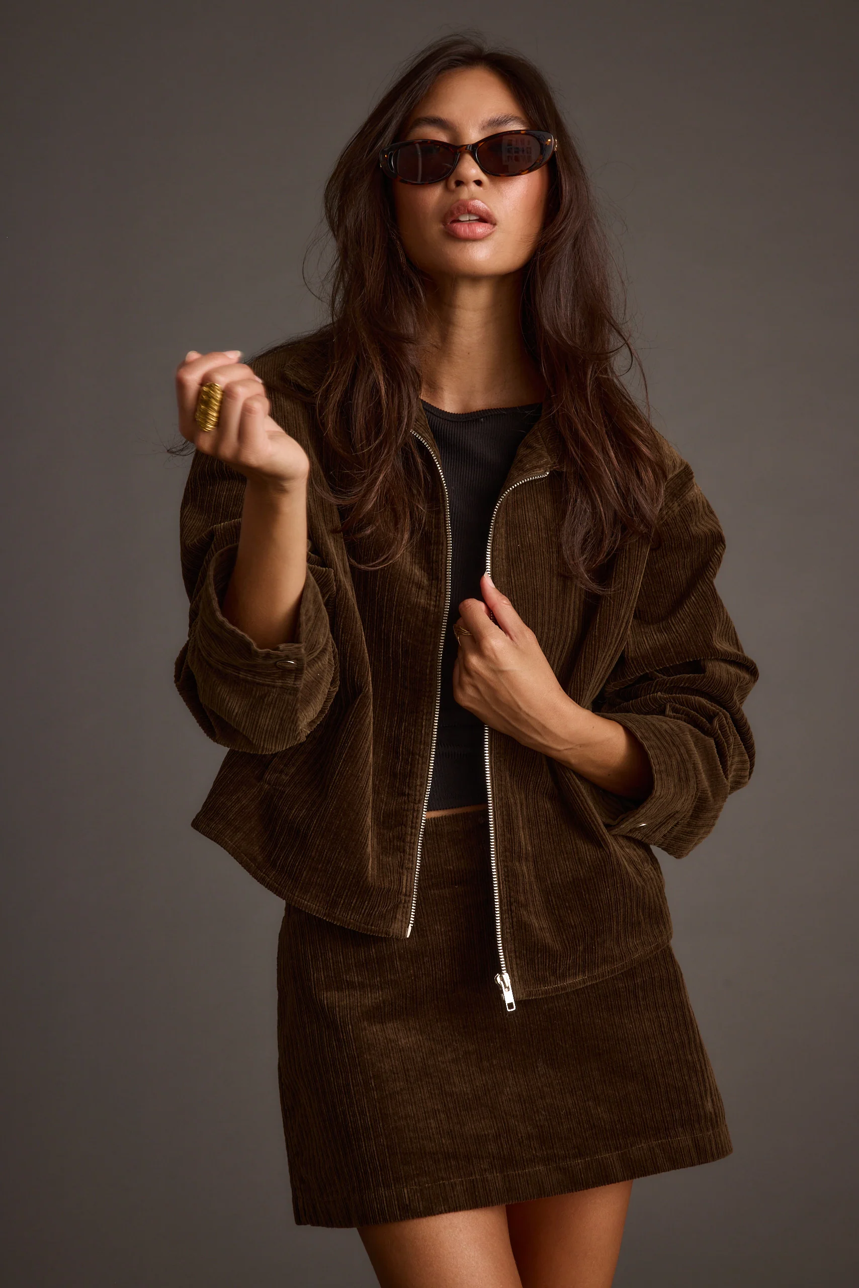 Tavern Mocha Corduroy Mini Skirt - Image 8