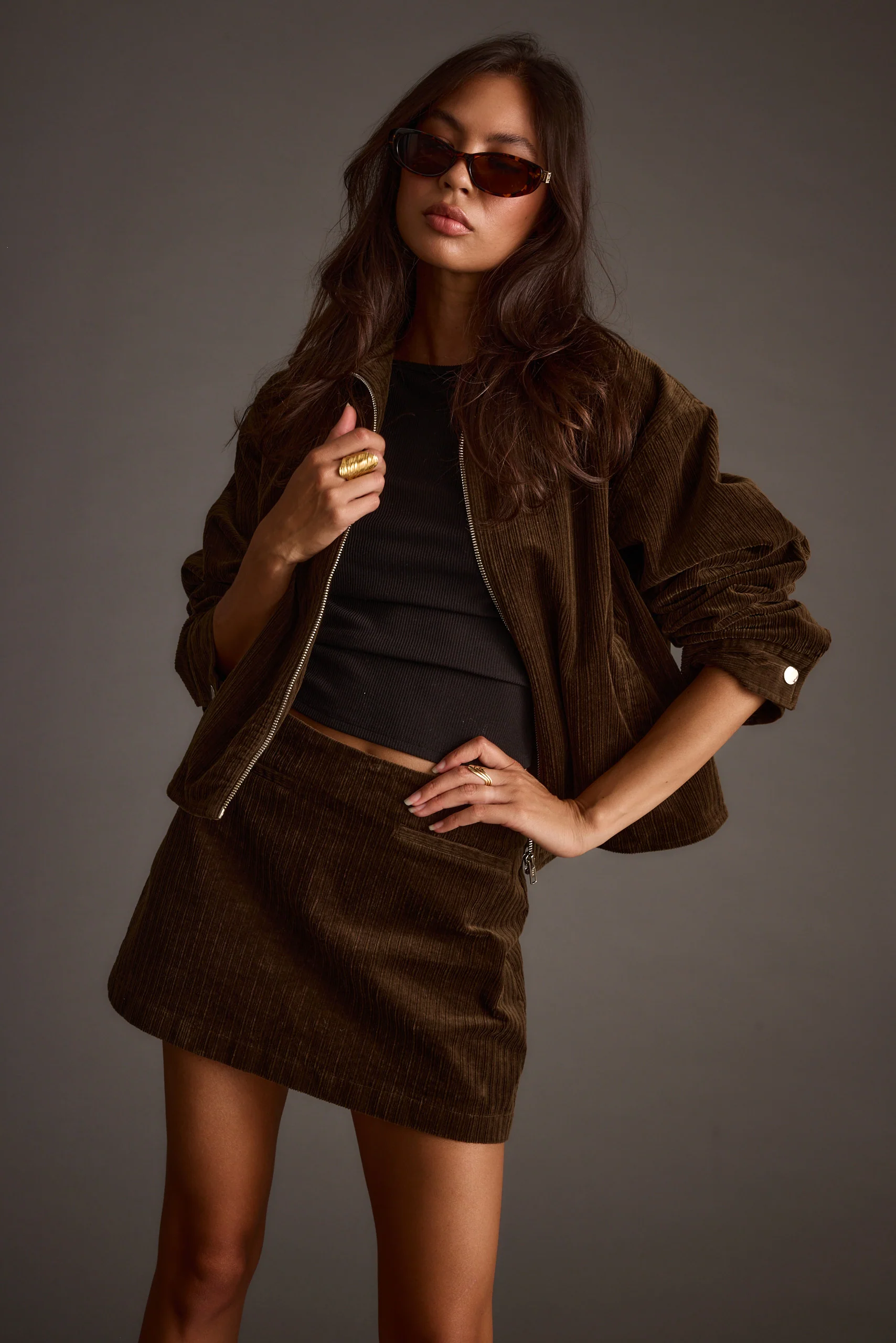 Tavern Mocha Corduroy Mini Skirt - Image 9