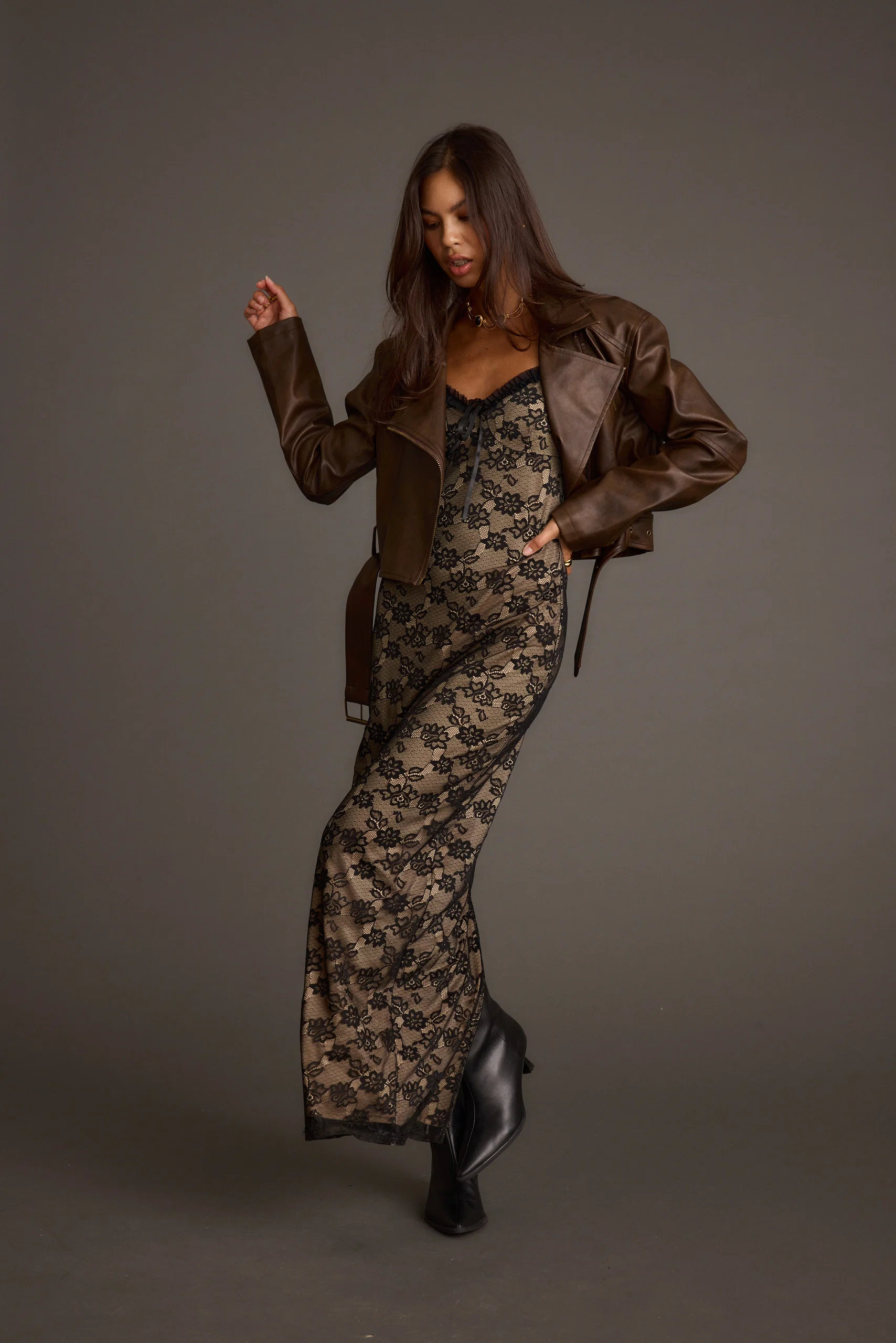 Temptation Black Lace Maxi Dress - Image 6