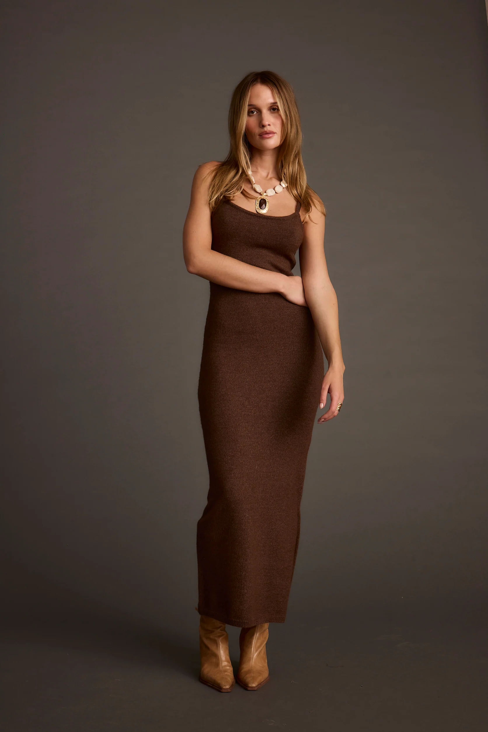 Teresa Mocha Sweater Midi Dress - Image 4