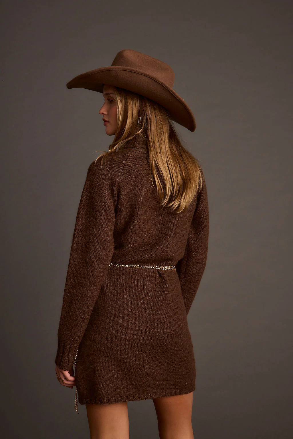 Topanga Mocha Sweater Mini Dress - Image 8