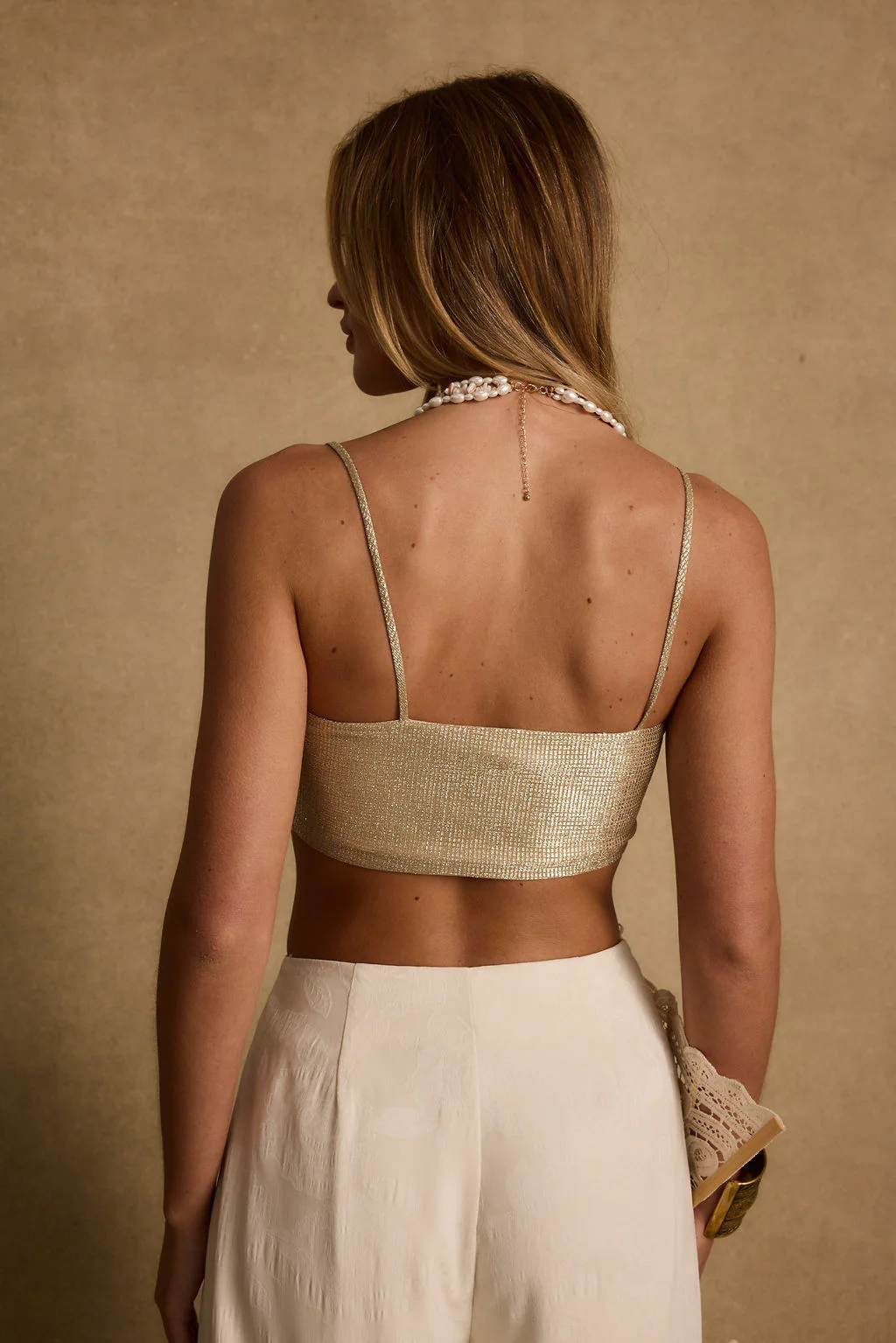 Toulouse Metallic Gold Crop Top - Image 2
