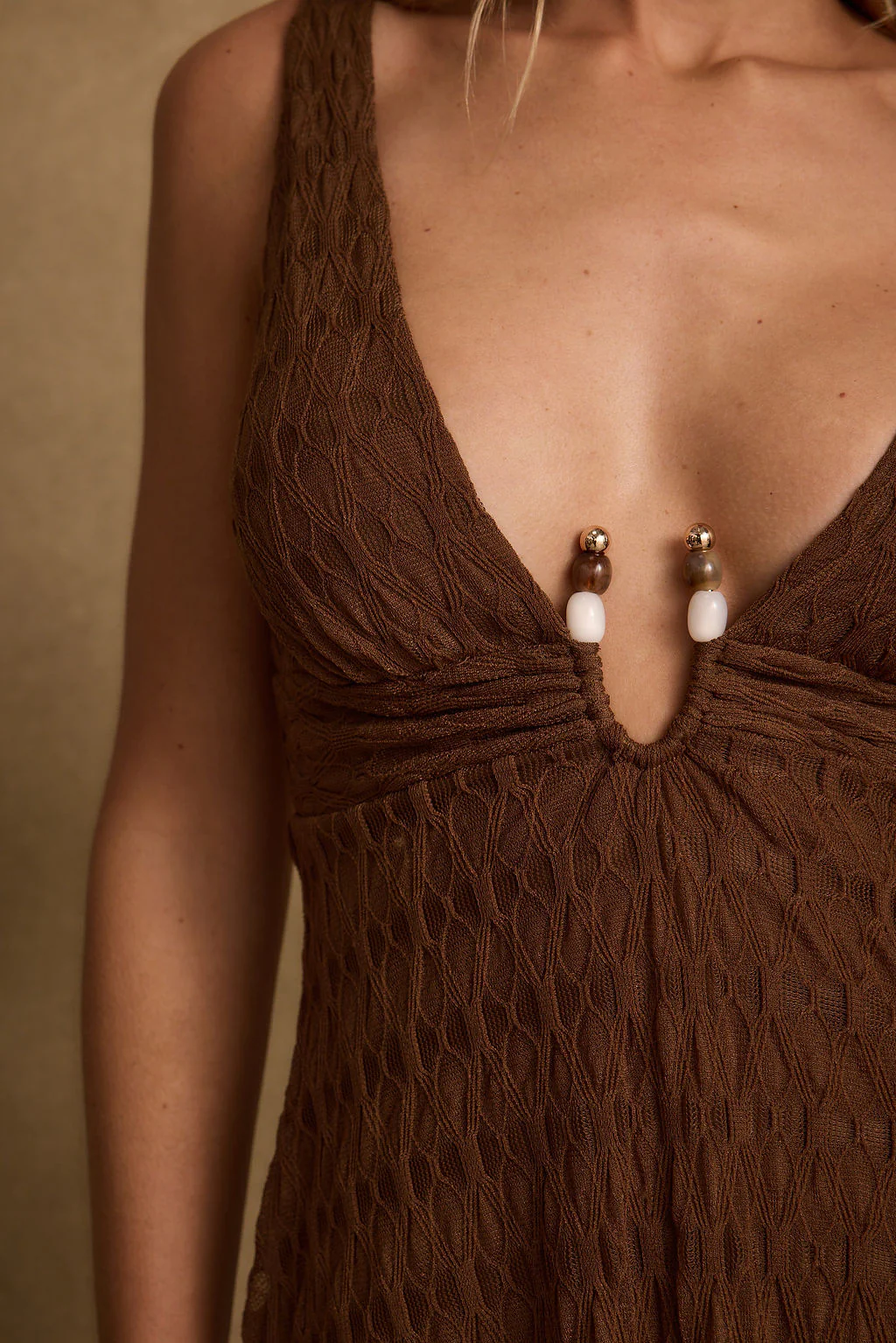 Trisha Mocha Stone Mini Dress - Image 6