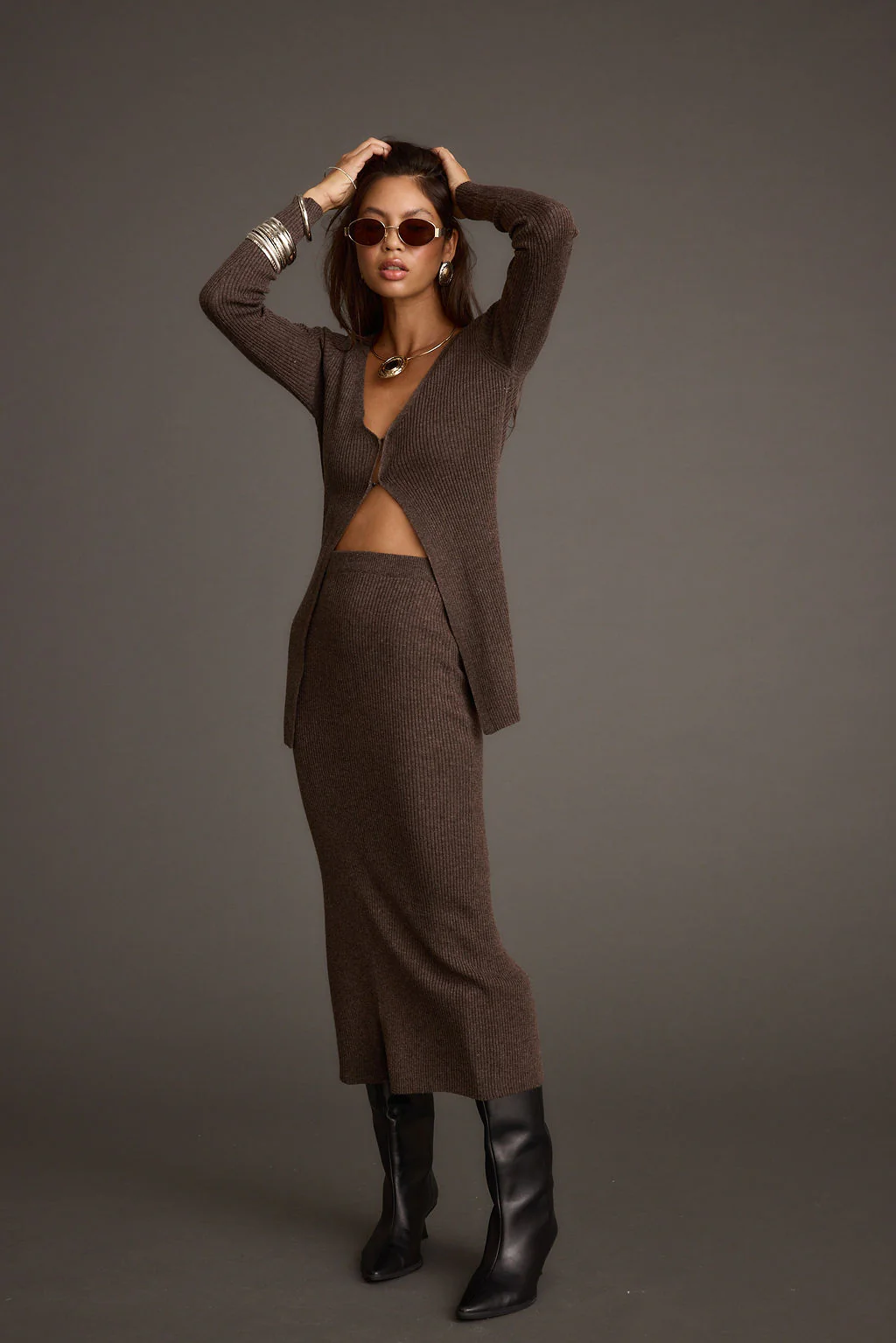 Tusk Mocha Sweater Midi Skirt - Image 4