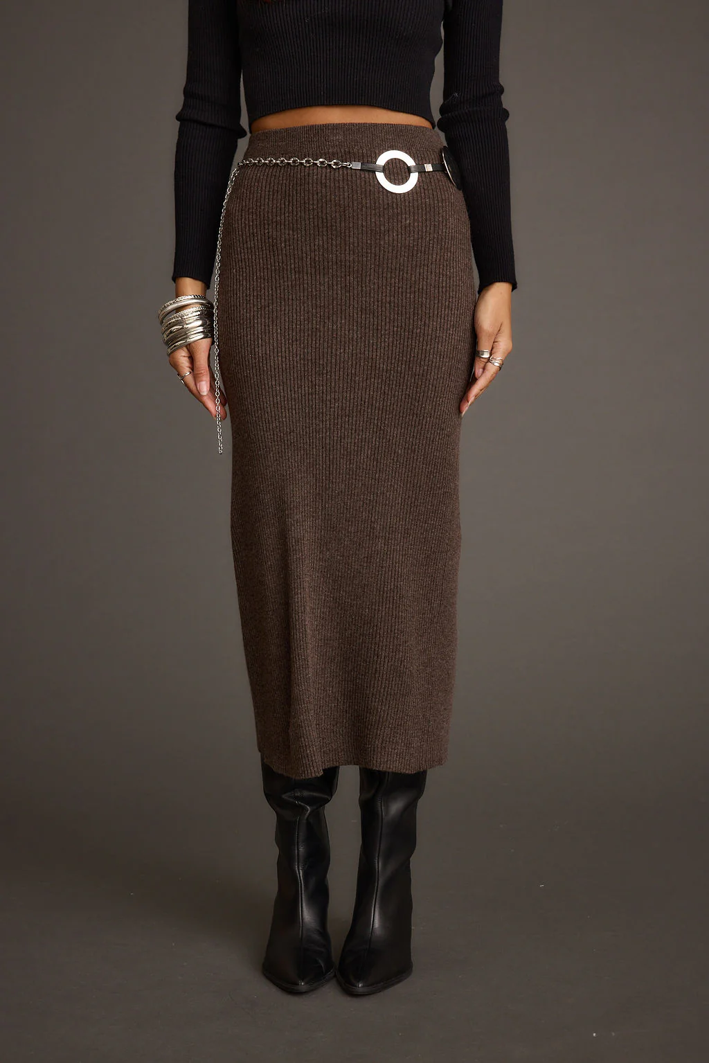 Tusk Mocha Sweater Midi Skirt - Image 9