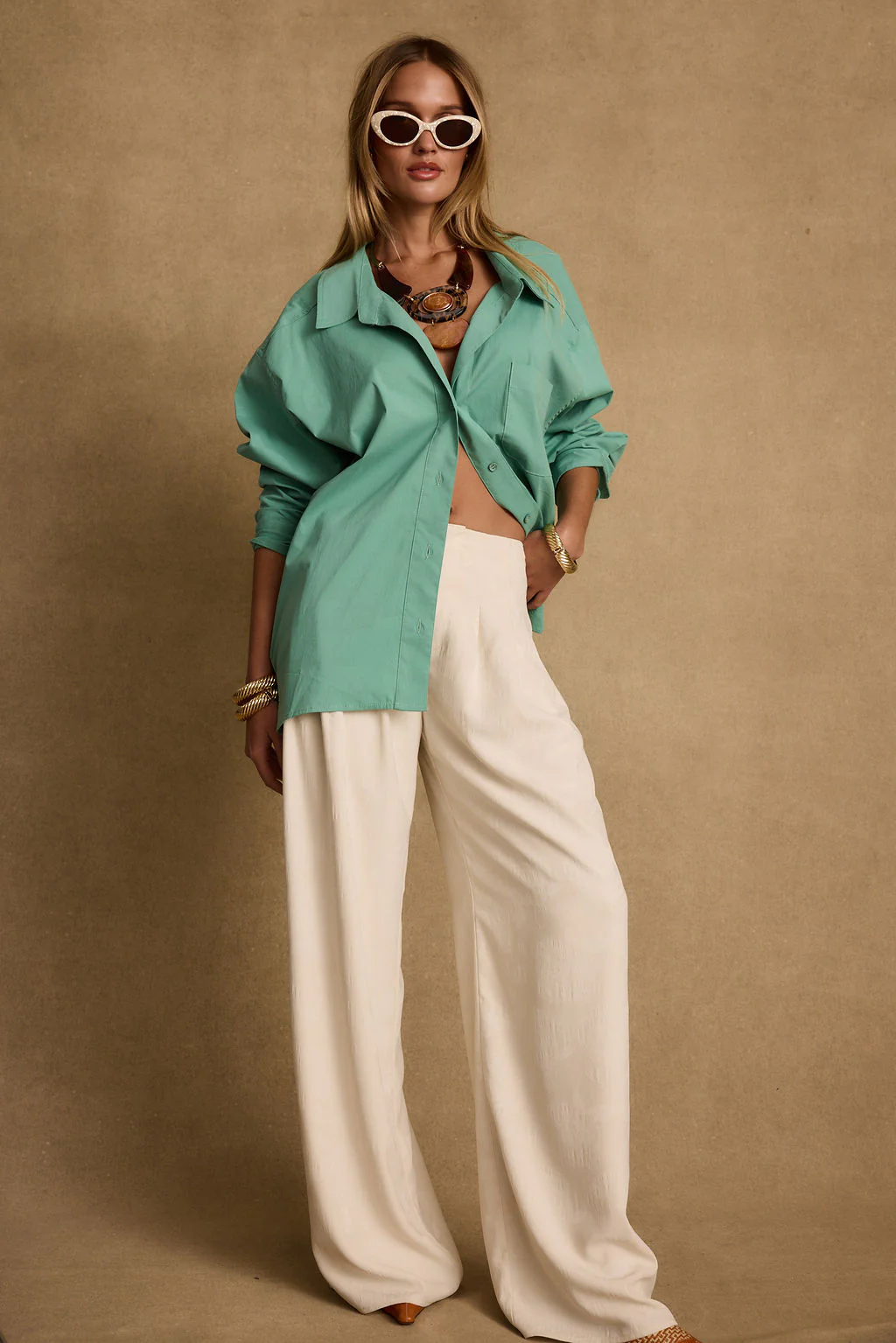 Vacanza Mint Button Up Top - Image 3