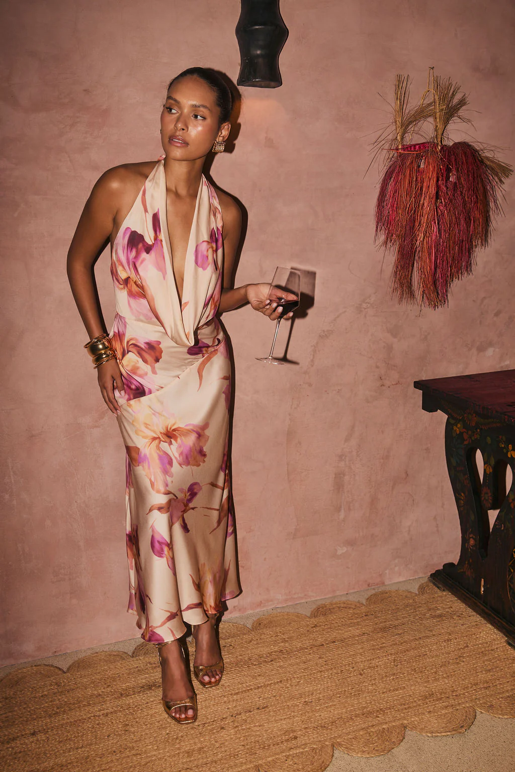 Valentina Light Pink Floral Maxi Dress - Image 3