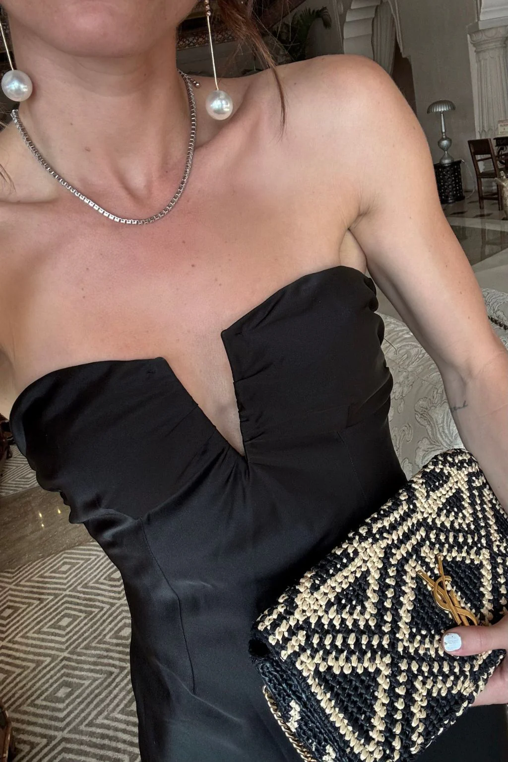 Valeria Black Strapless Satin Maxi Dress - Image 3