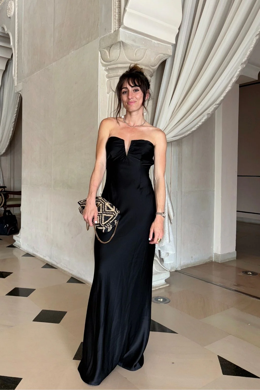 Valeria Black Strapless Satin Maxi Dress - Image 4