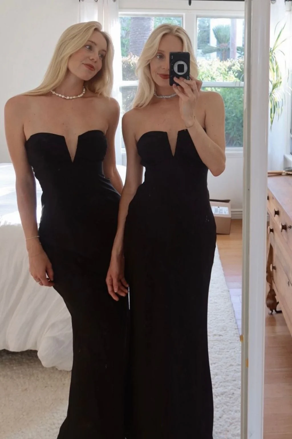 Valeria Black Strapless Satin Maxi Dress - Image 6