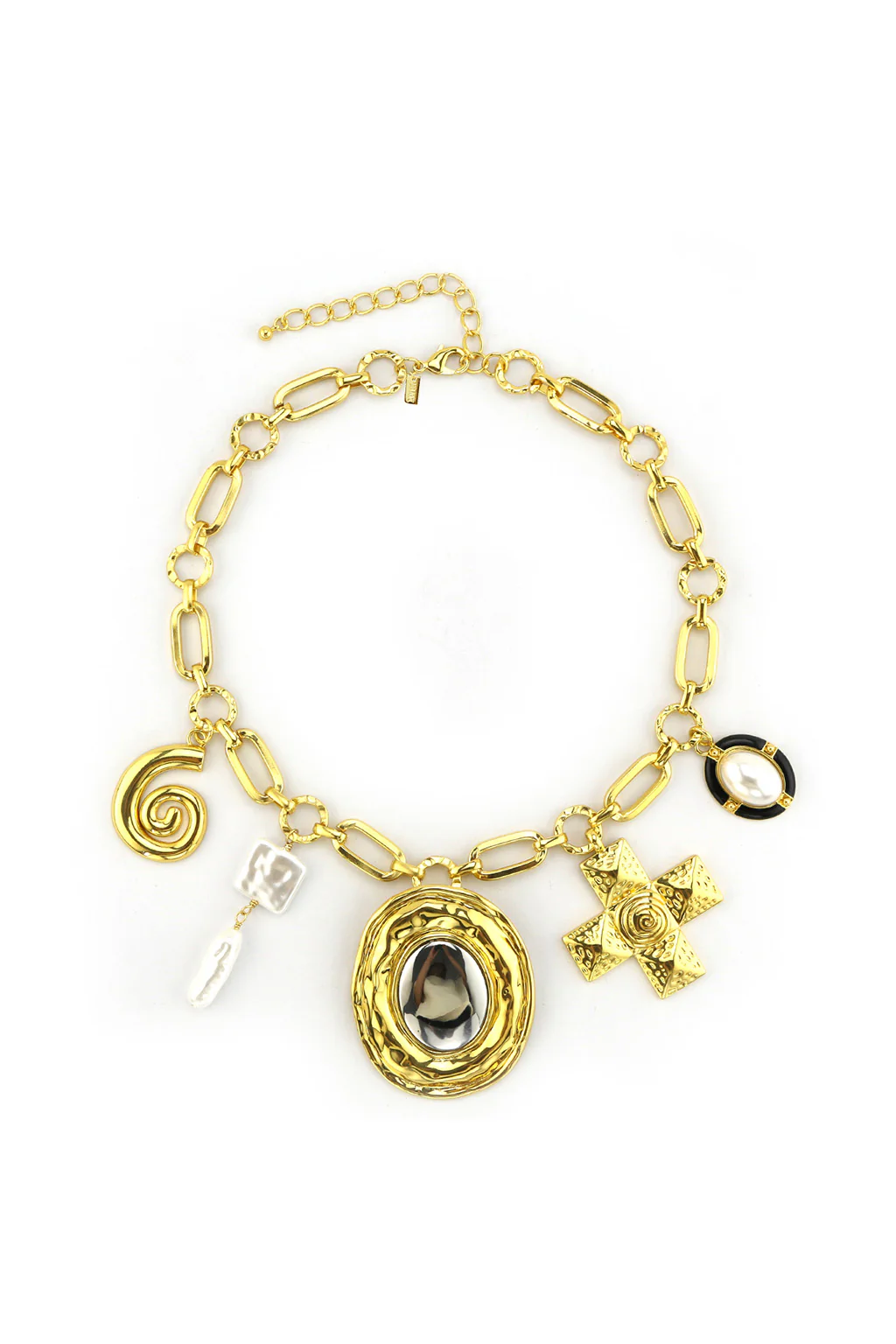 Verona Gold and Black Charm Necklace - Image 2