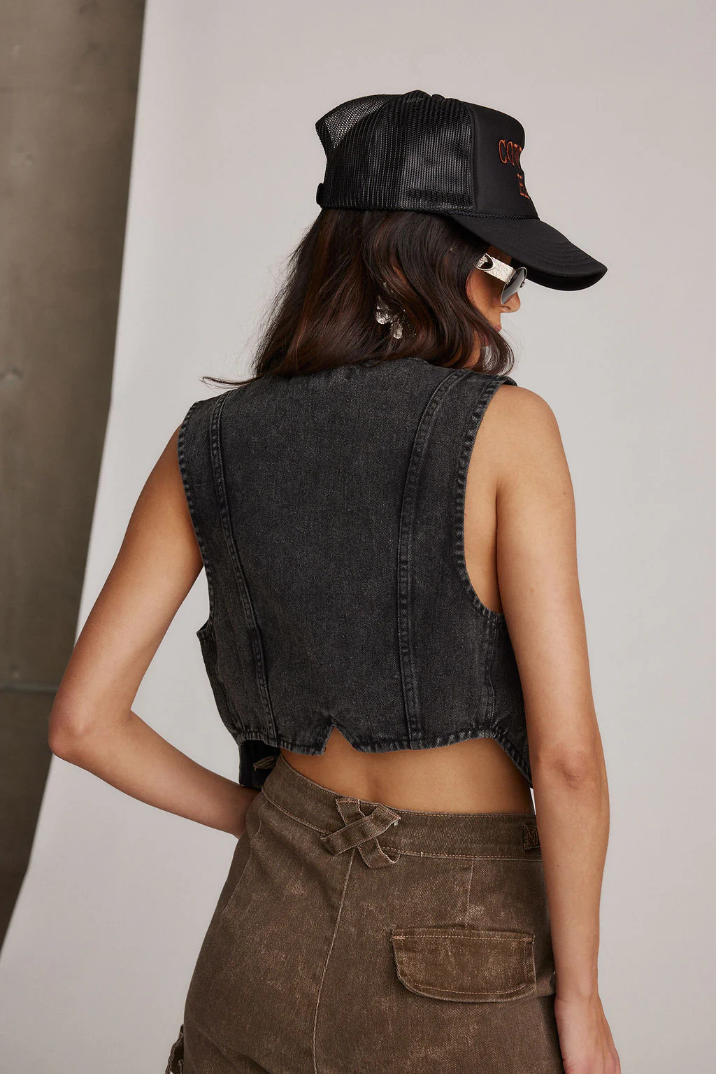 Veronica Black Denim Vest - Image 3