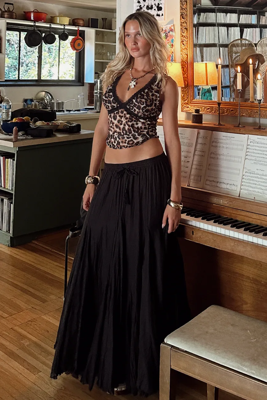 Violetta Black Gauze Maxi Skirt - Image 3
