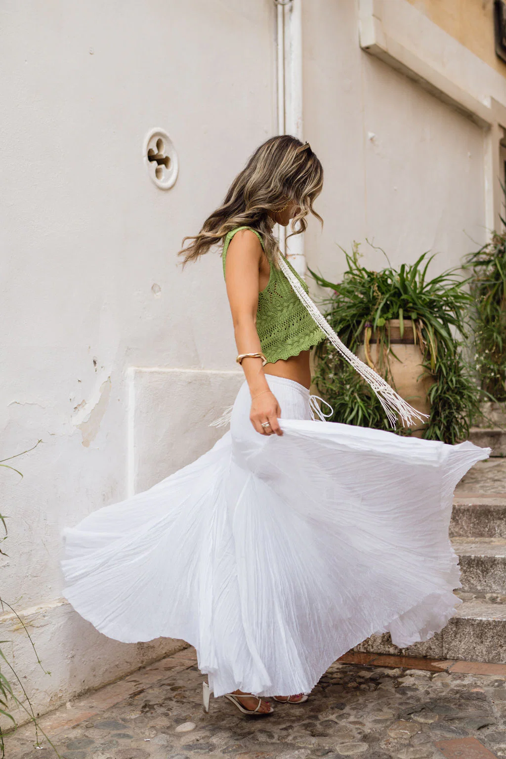 Violetta White Gauze Maxi Skirt - Image 2