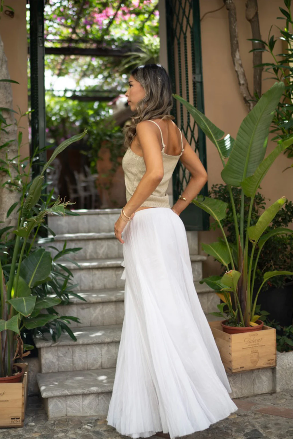 Violetta White Gauze Maxi Skirt - Image 3