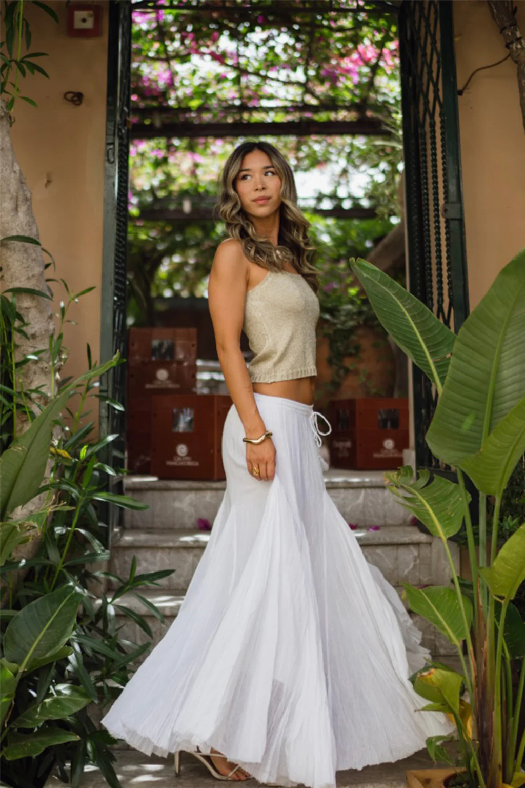 Violetta White Gauze Maxi Skirt - Image 4