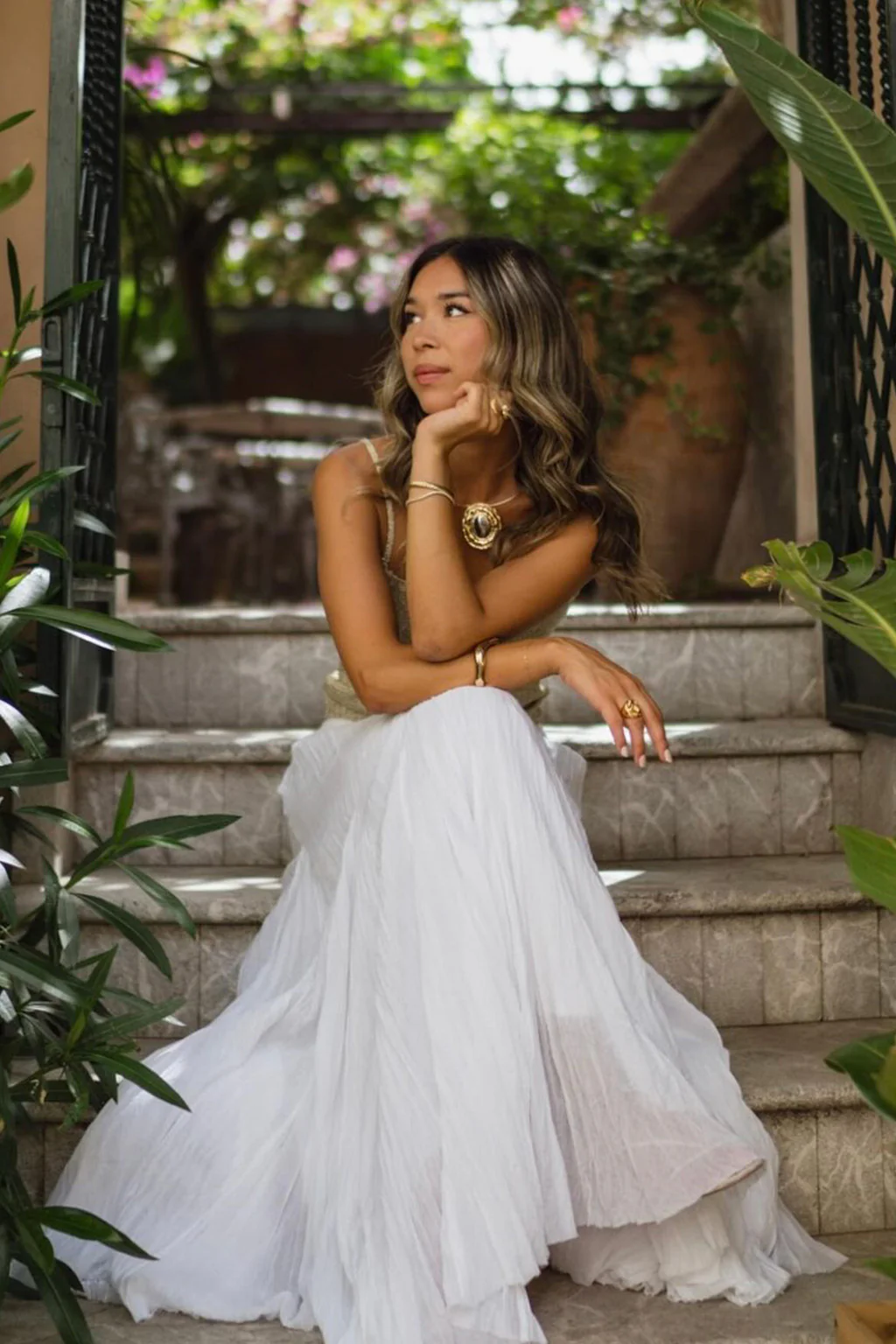 Violetta White Gauze Maxi Skirt - Image 5