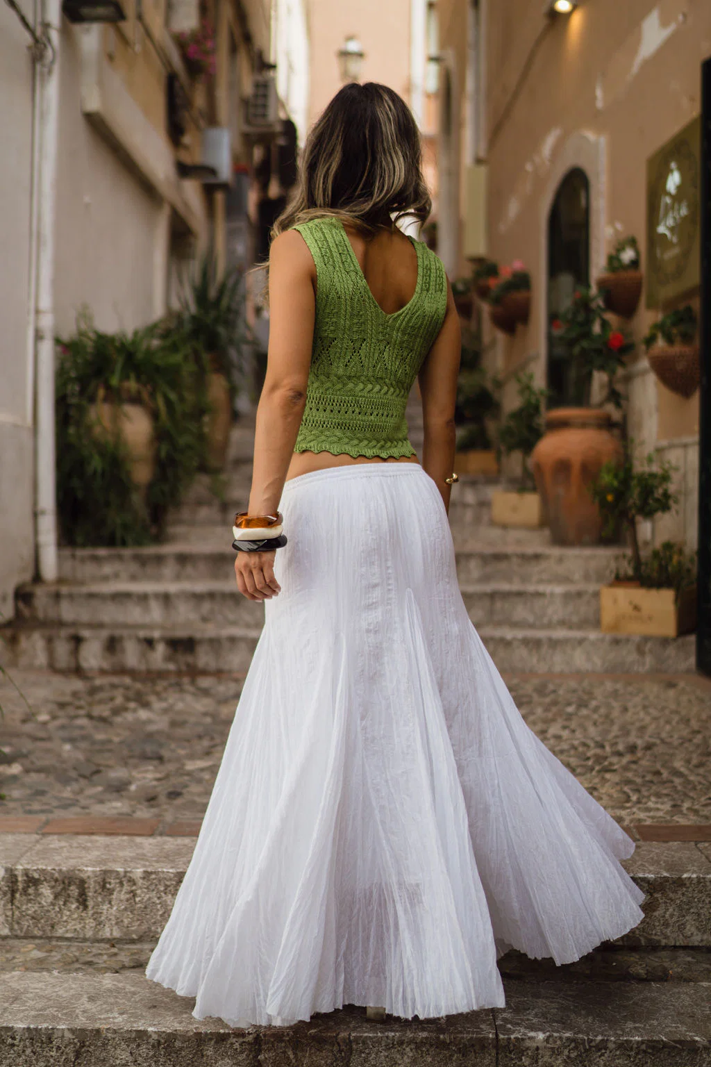 Violetta White Gauze Maxi Skirt - Image 6