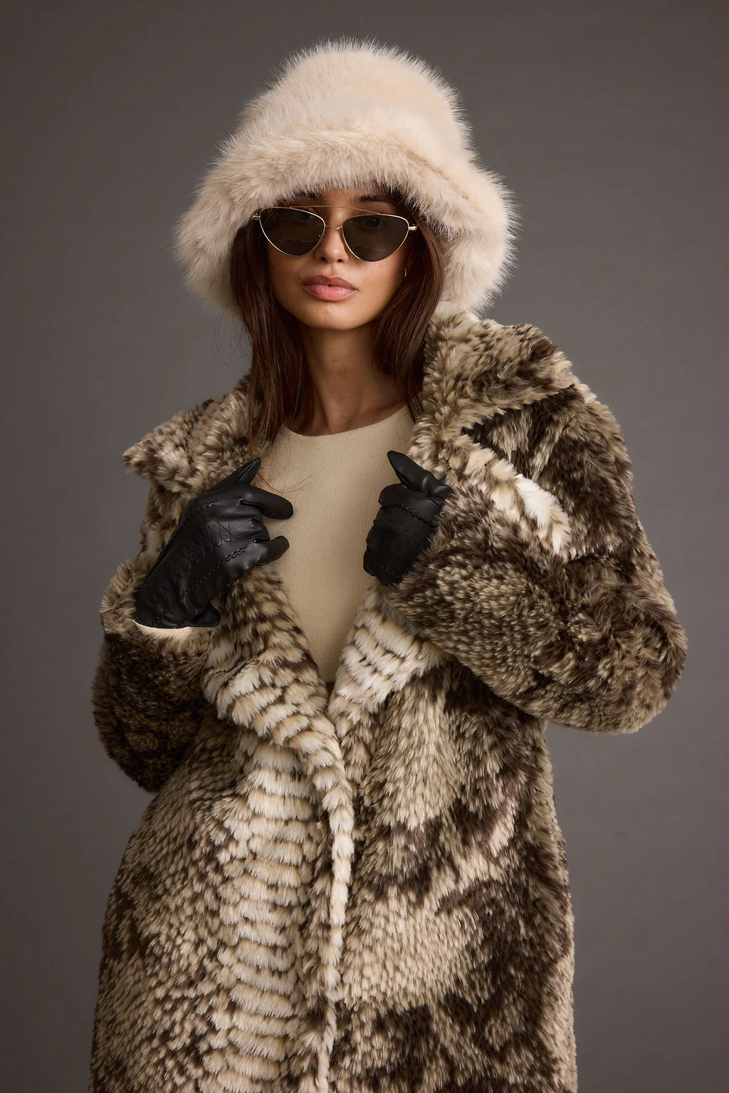 Vivienne Grey Snake Faux Fur Jacket - Image 2
