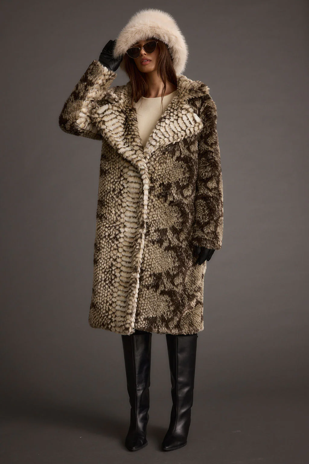 Vivienne Grey Snake Faux Fur Jacket - Image 4