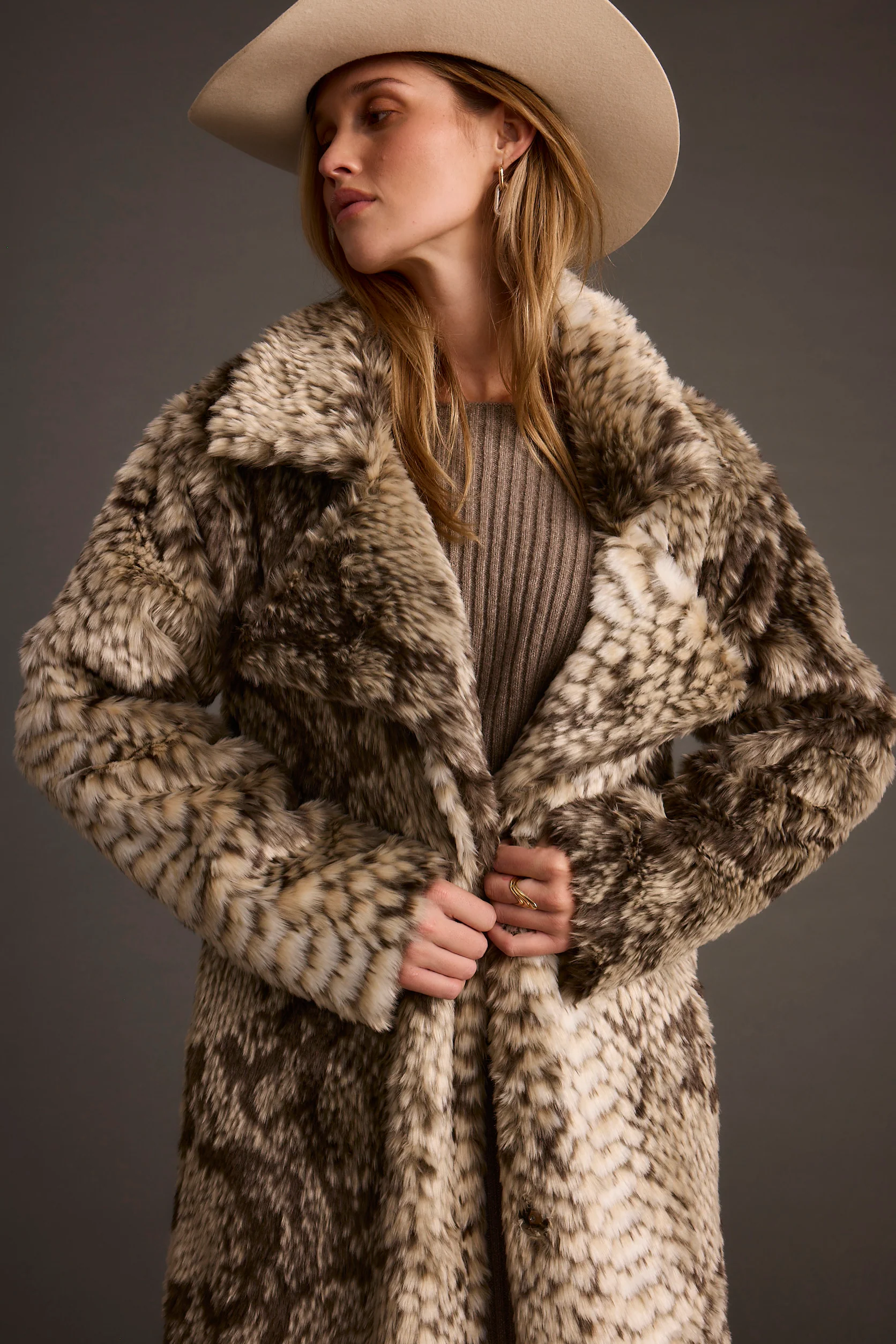 Vivienne Grey Snake Faux Fur Jacket - Image 7