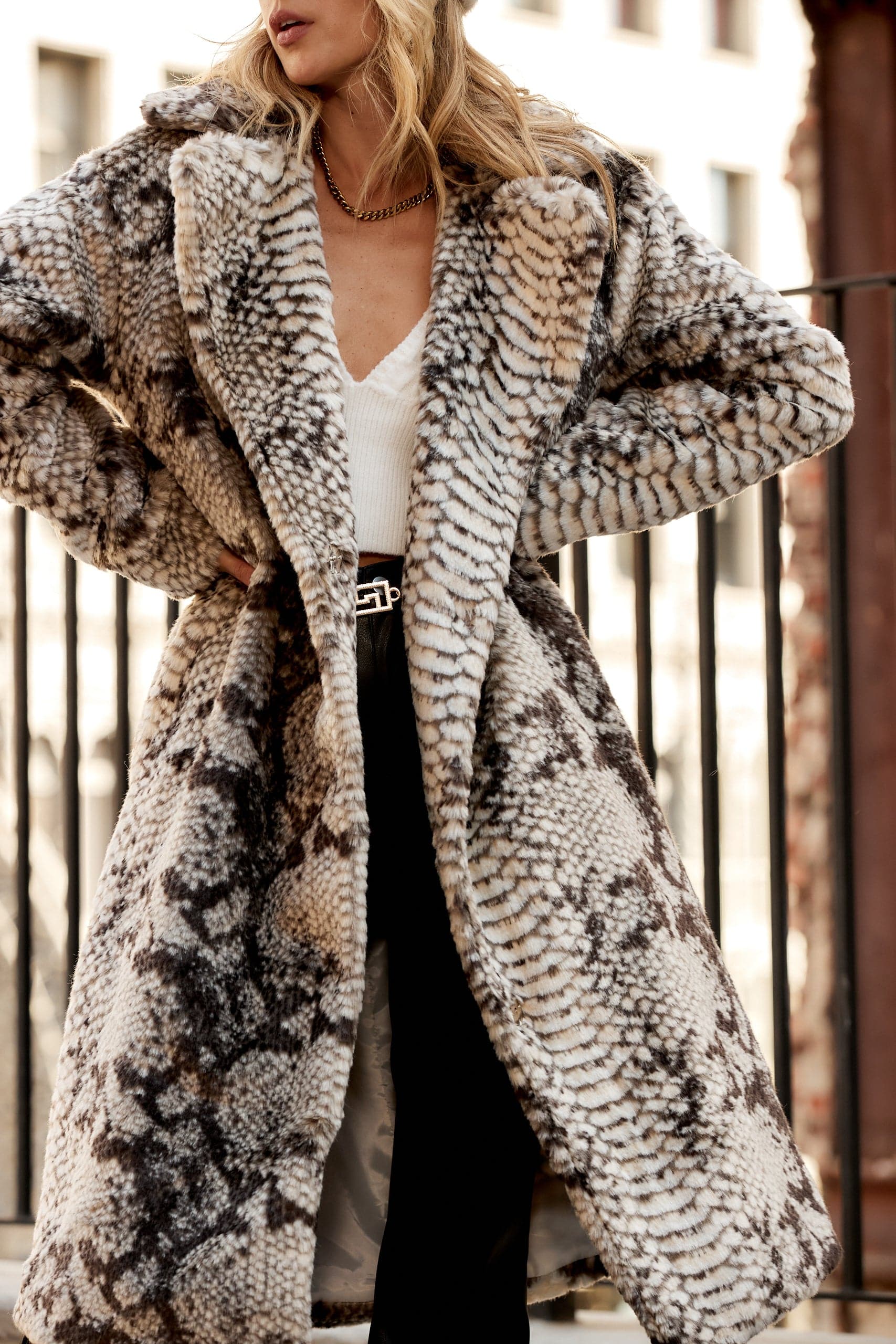 Vivienne Grey Snake Faux Fur Jacket - Image 9