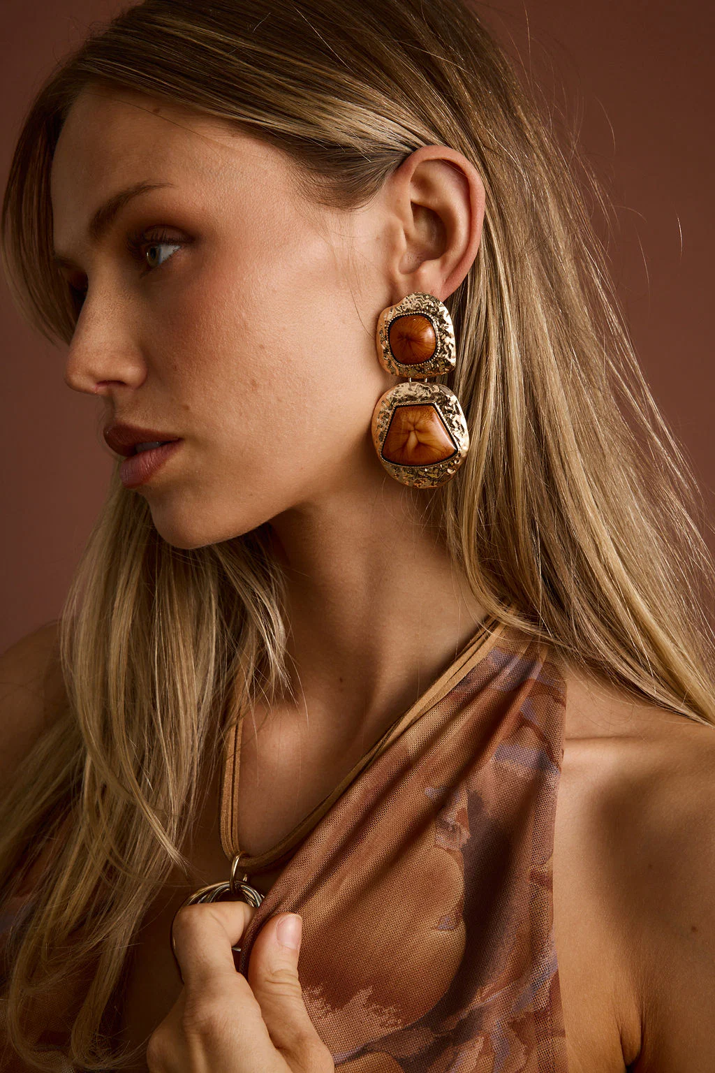 Wild Ember Gold Statement Earrings - Image 2