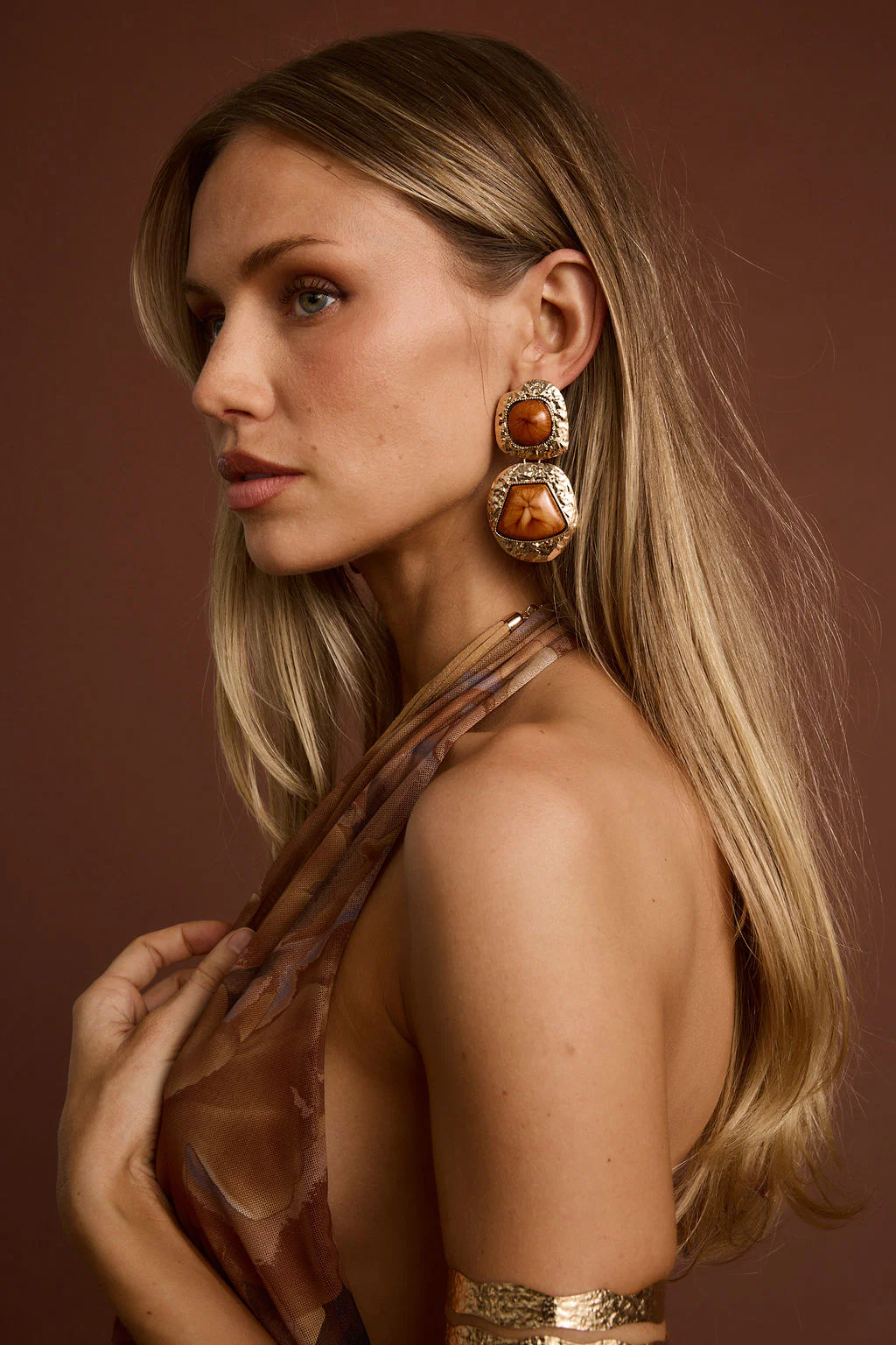 Wild Ember Gold Statement Earrings - Image 3